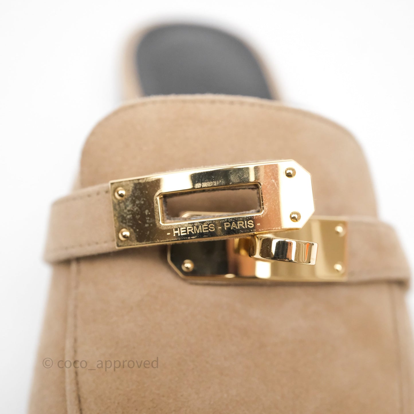 Hermès Oz Velvet Mules in Beige Sable Gold Hardware Size 37.5