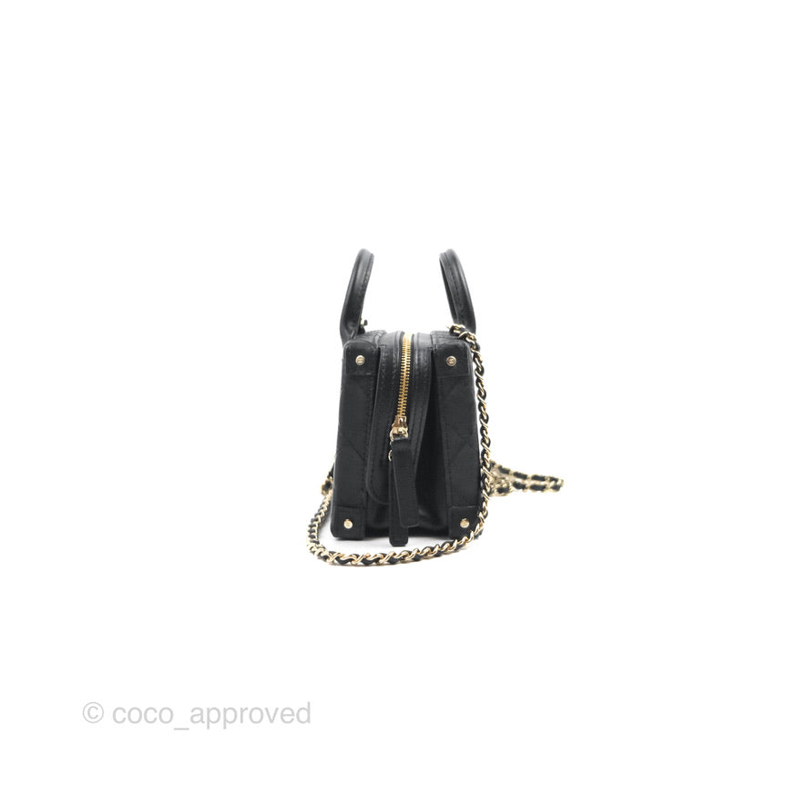 Chanel Quilted Vanity Case with Chain Black Calfskin Gold Hardware 22B