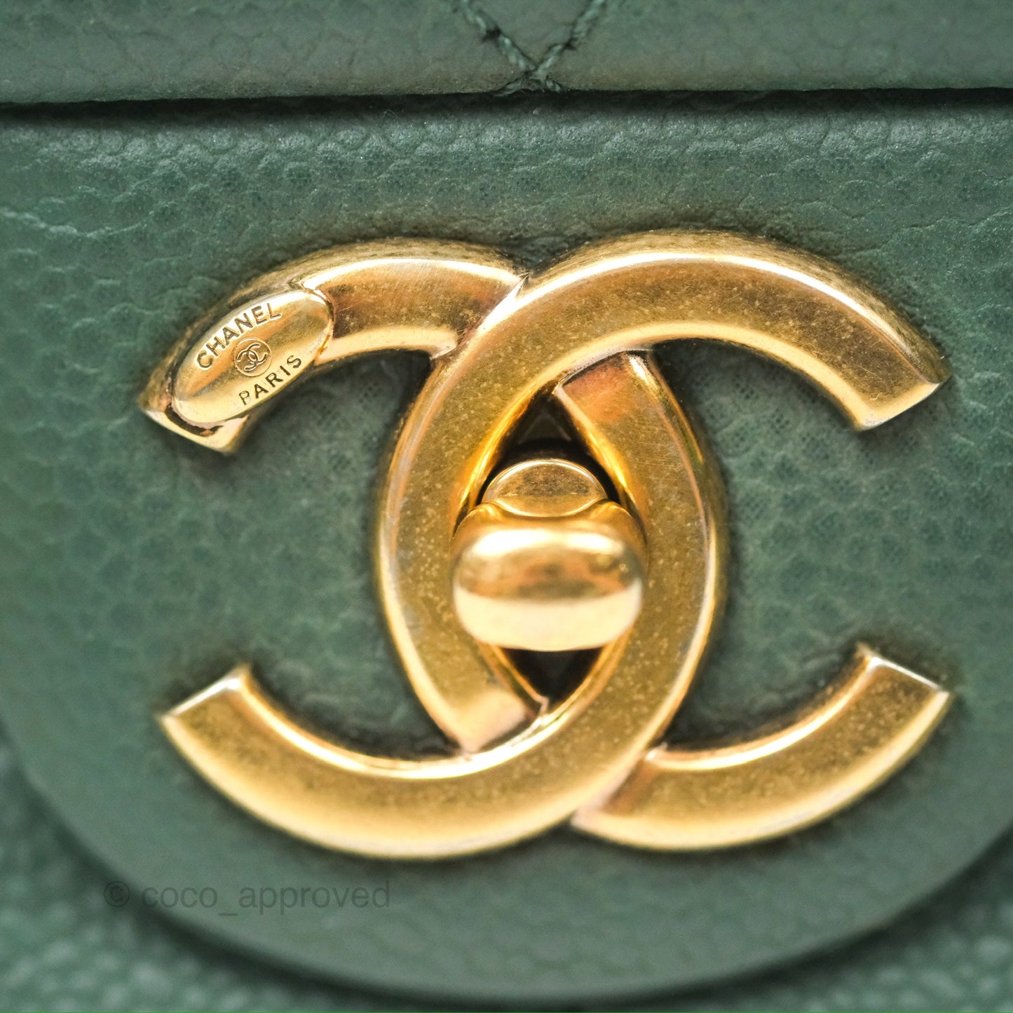 Chanel Globe Trotter Flap Bag Dark Green Caviar Aged Gold Hardware