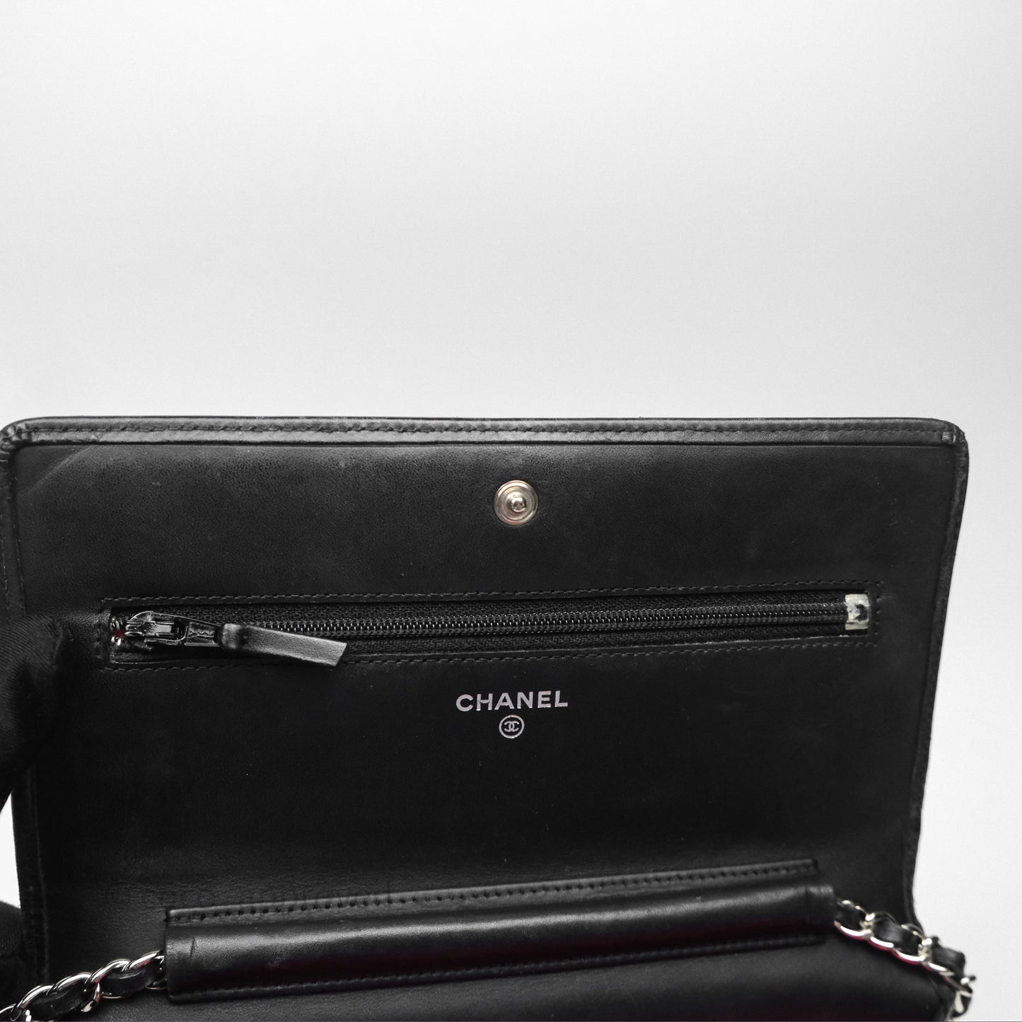 Chanel Quilted Wallet on Chain WOC Cambon Black Calfskin Silver Hardware