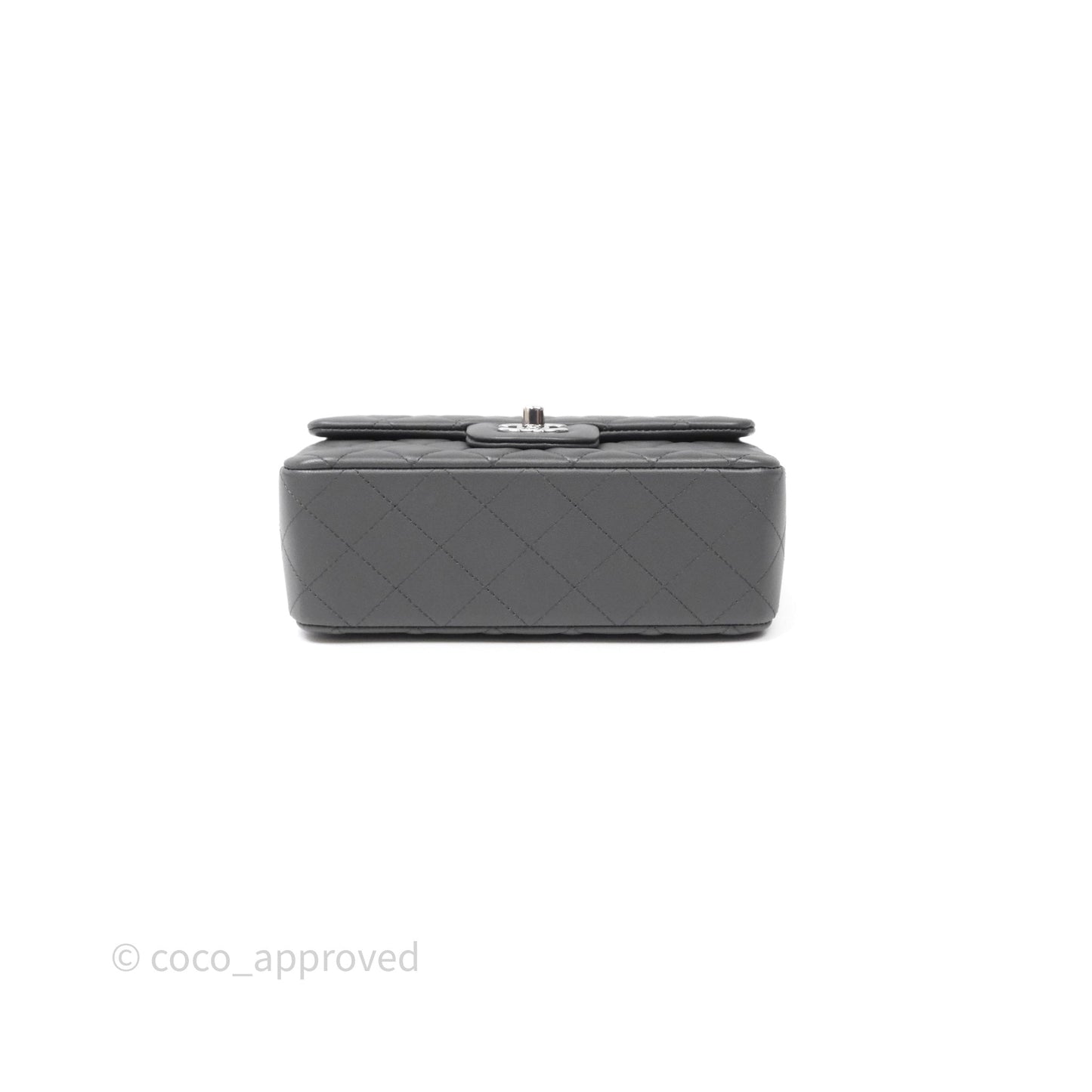 Chanel Quilted Mini Rectangular Dark Grey Lambskin Silver Hardware