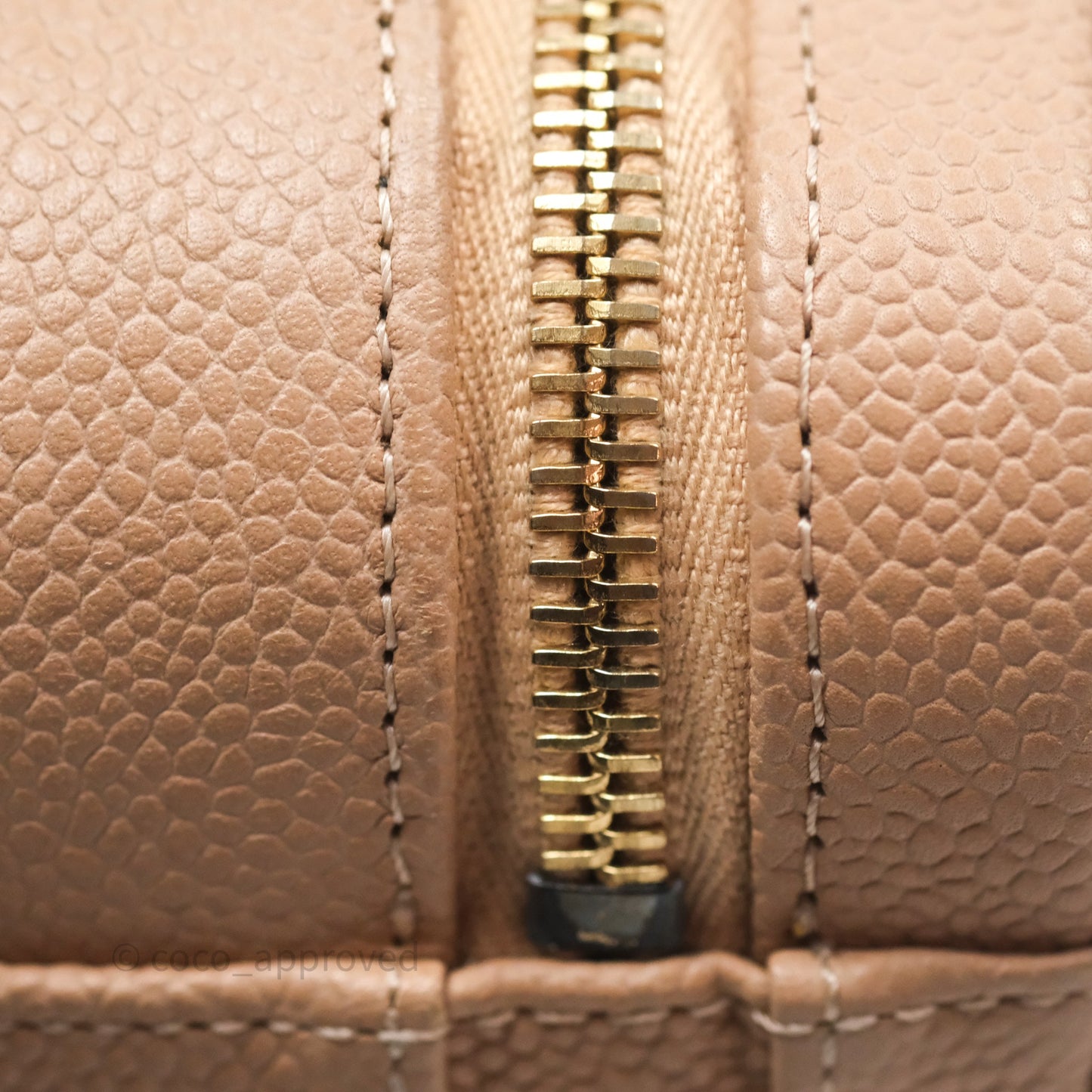 Chanel Quilted Medium CC Filigree Vanity Case Beige Caviar Gold Hardware