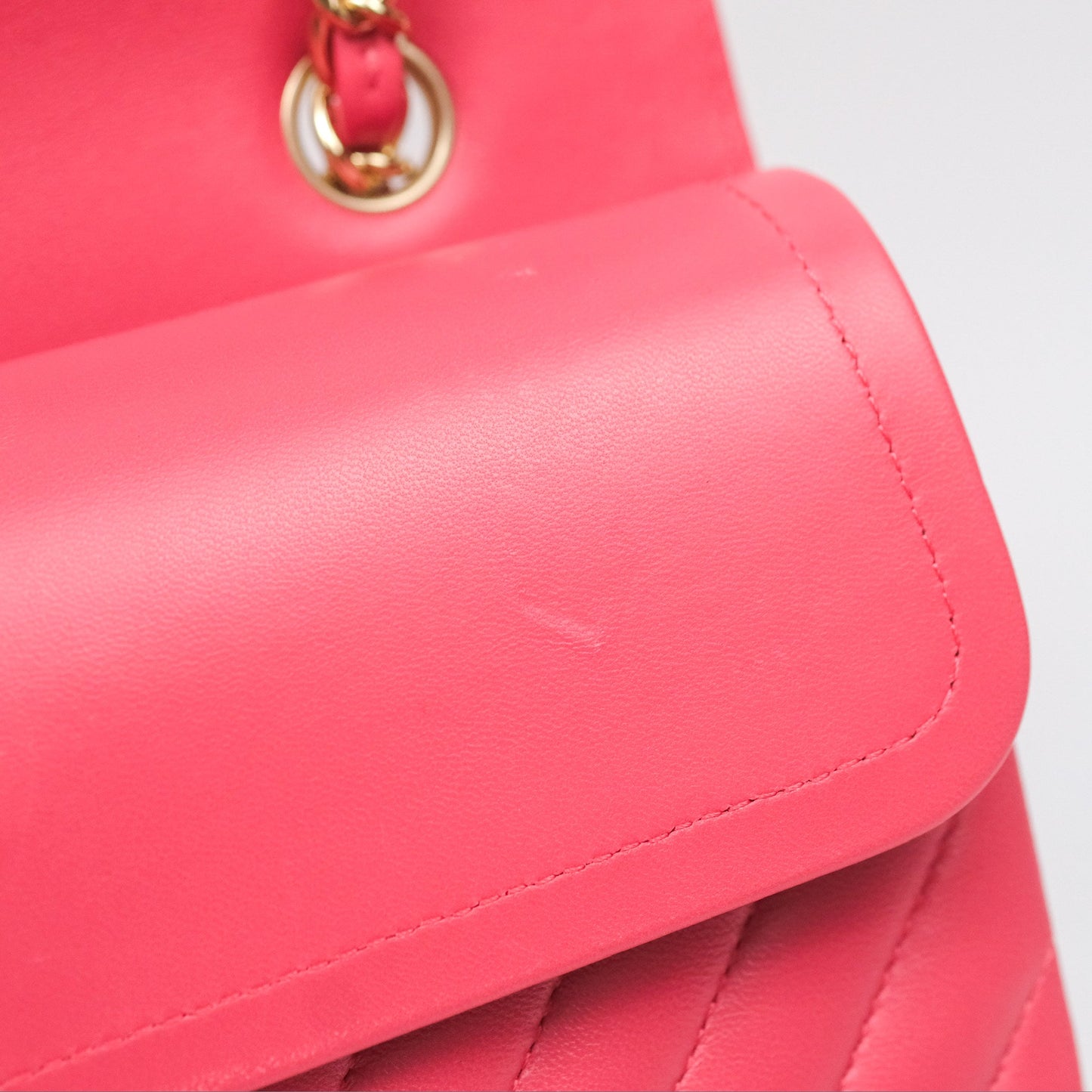 Chanel Medium Classic Flap Chevron Pink Lambskin Gold Hardware