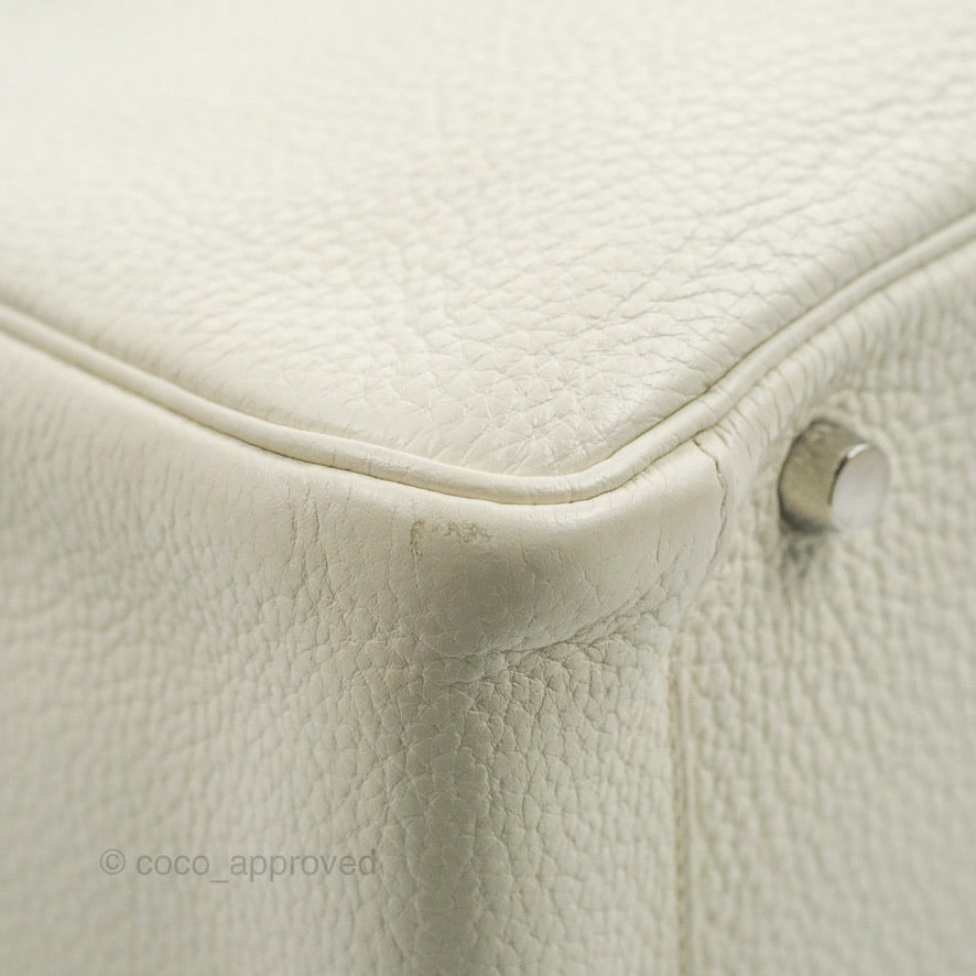 Hermes Lindy 30 White Clemence Palladium Hardware