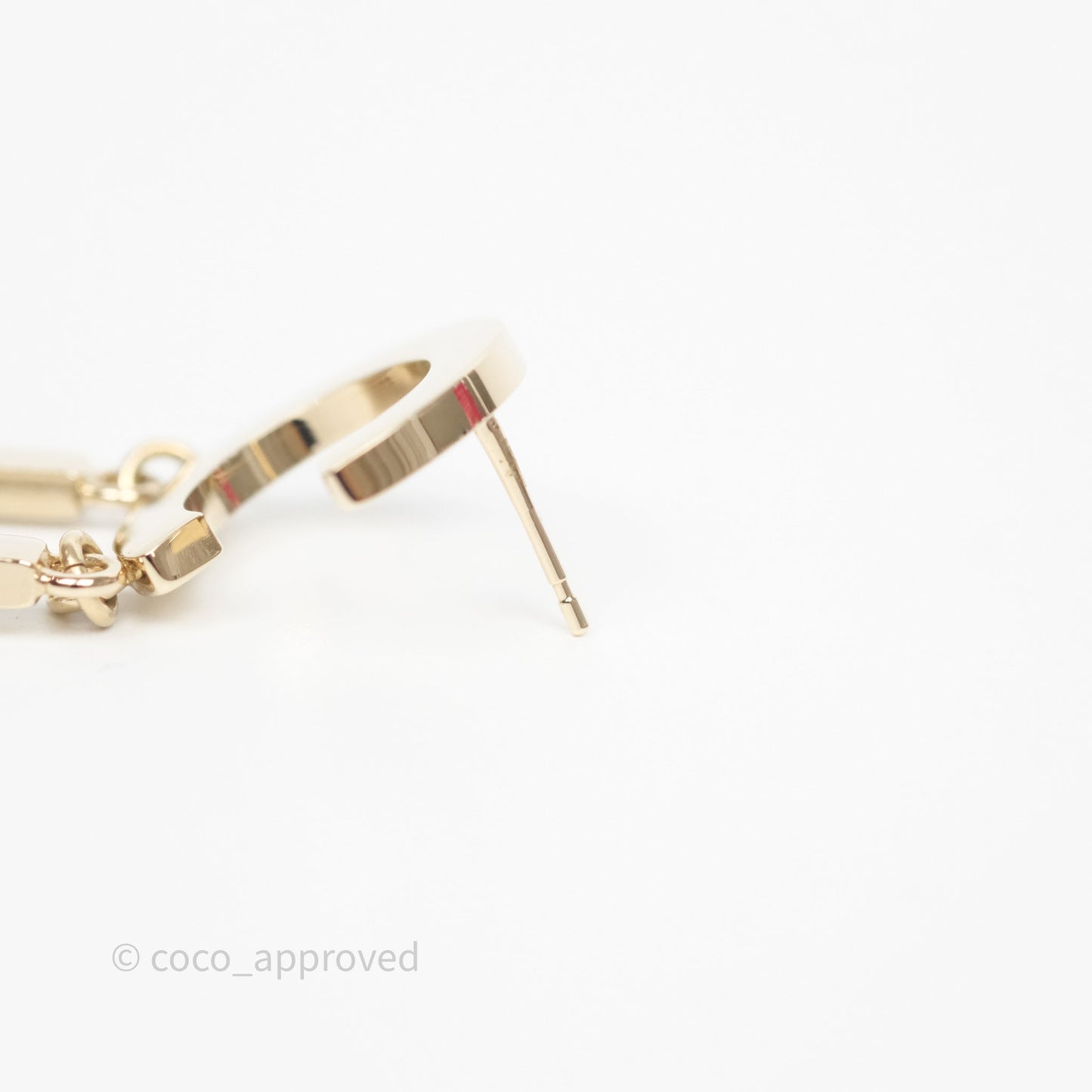 Chanel Letter Cha-Nel Logo Drop Earrings Gold Tone 20V