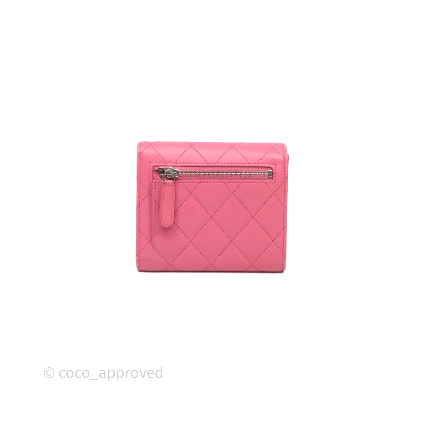 Chanel Classic Flap Wallet Pink Lambskin Silver Hardware