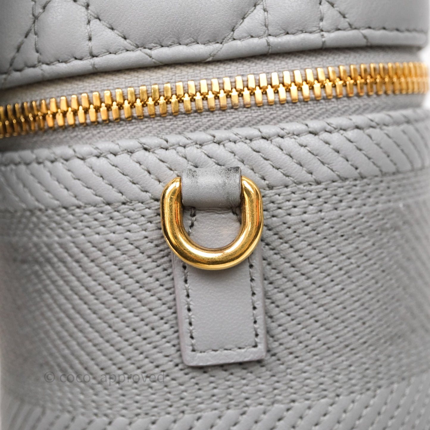 Christian Dior Small Diortravel Vanity Case Grey Lambskin Cannage