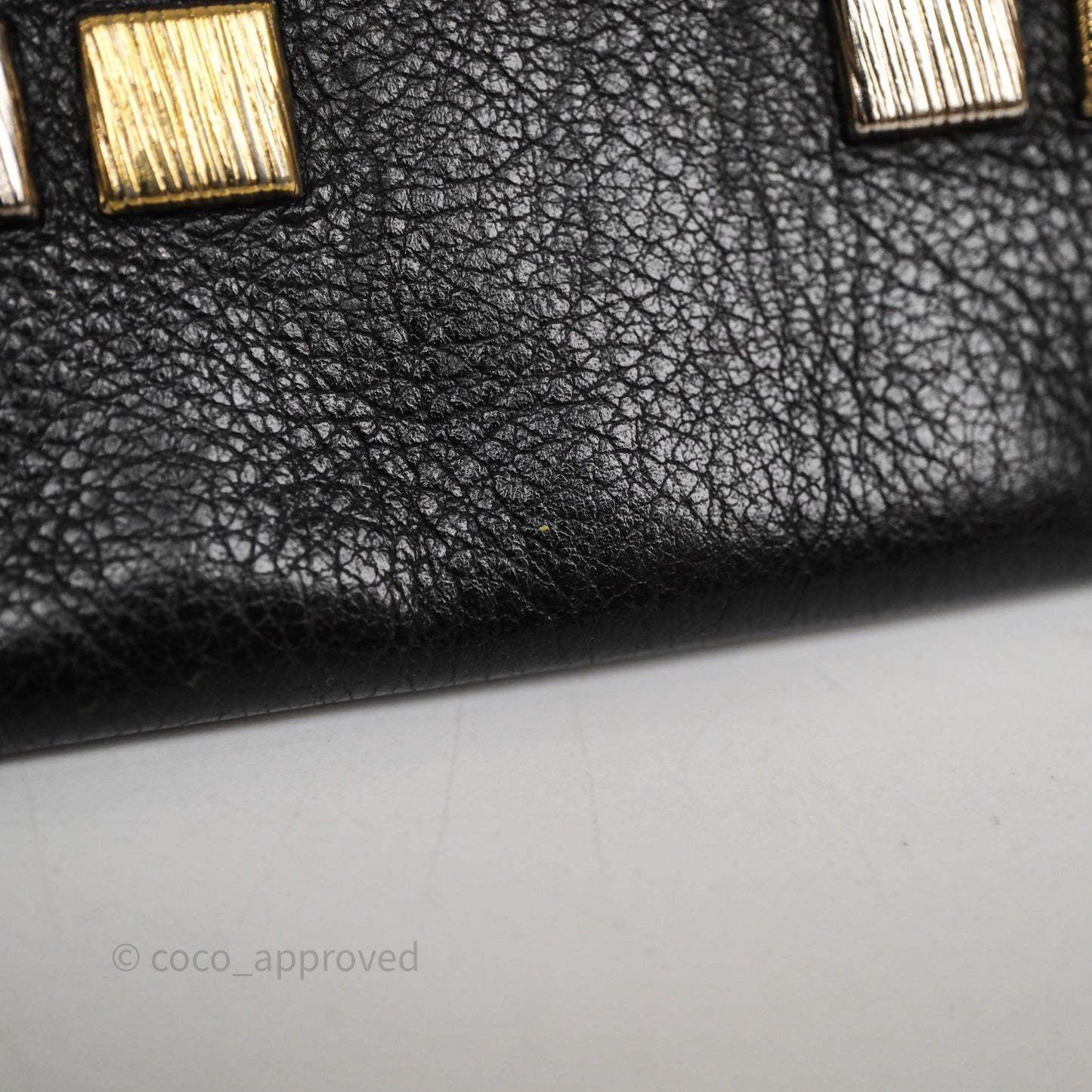 Chanel Mosaic Studs Accordion Flap Bag Black Calfskin Aged Gold Hardware