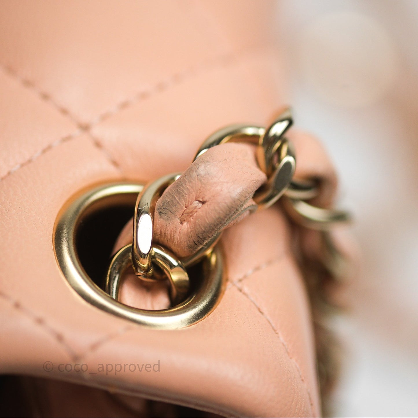 Chanel Mini Square Flap Quilted Beige Pink Lambskin Gold Hardware