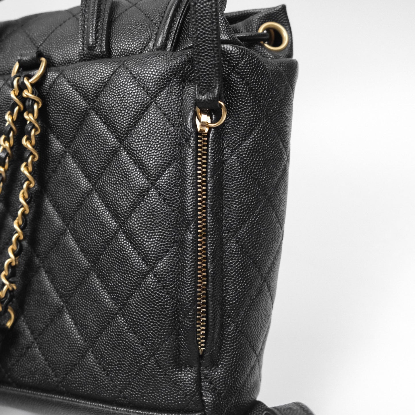 Chanel Small Quilted Filigree Backpack Black Caviar Aged Gold Hardware