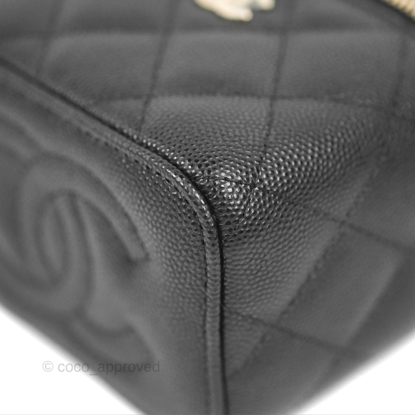 Chanel Mini Vanity With Chain Black Caviar Gold Hardware