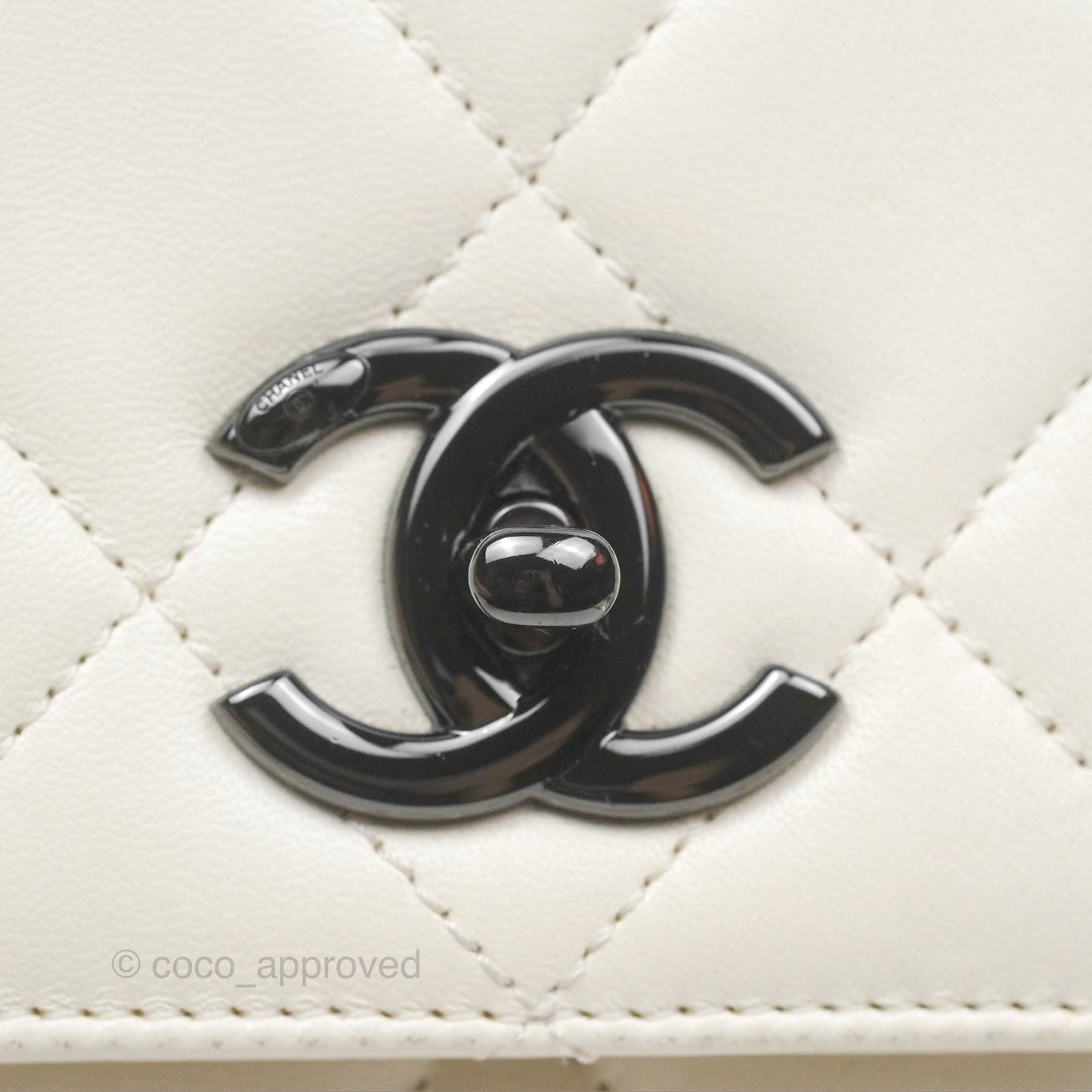 Chanel Trendy CC Small White Lambskin Black Hardware