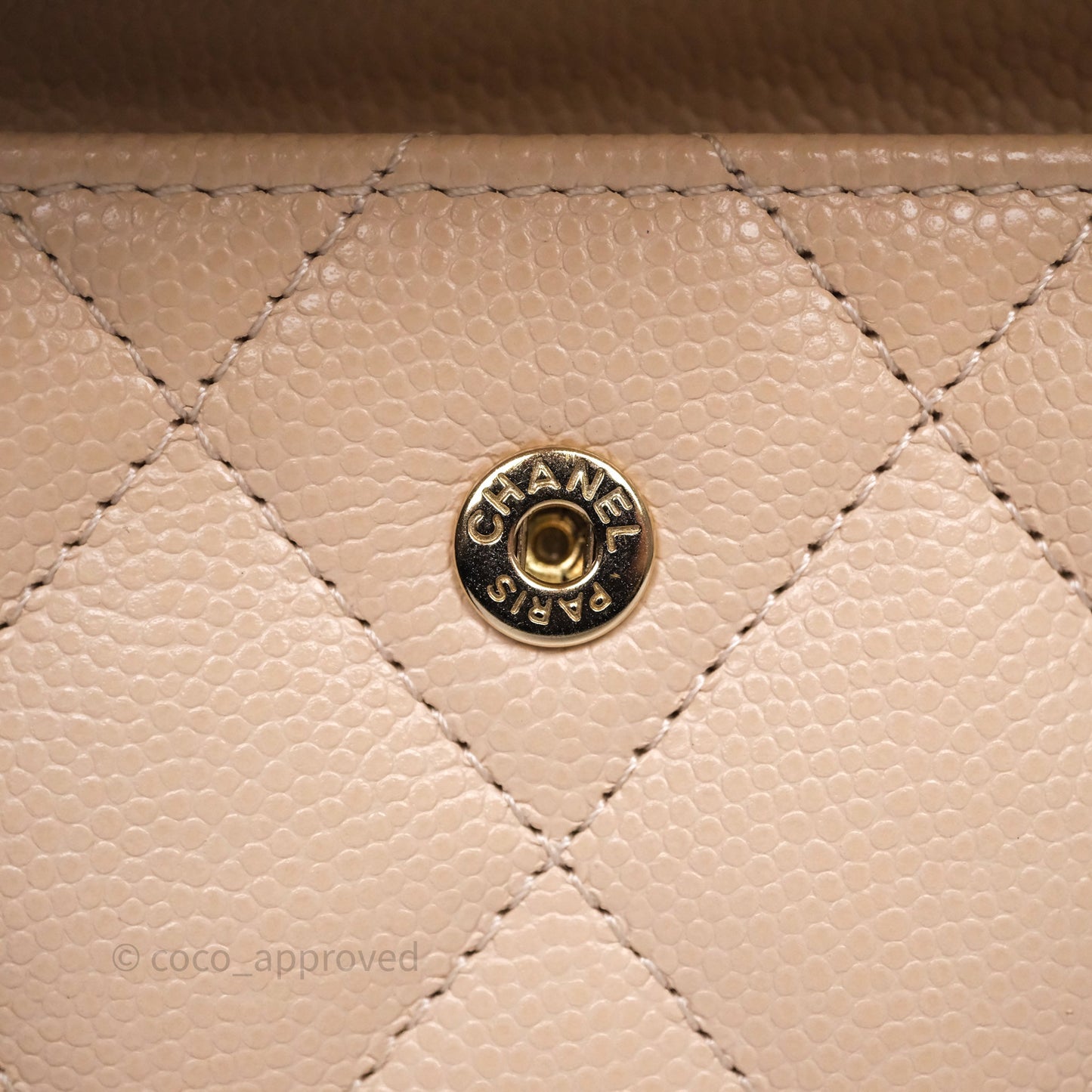 Chanel Pearl CC Flap Card Holder Beige Caviar Gold Hardware