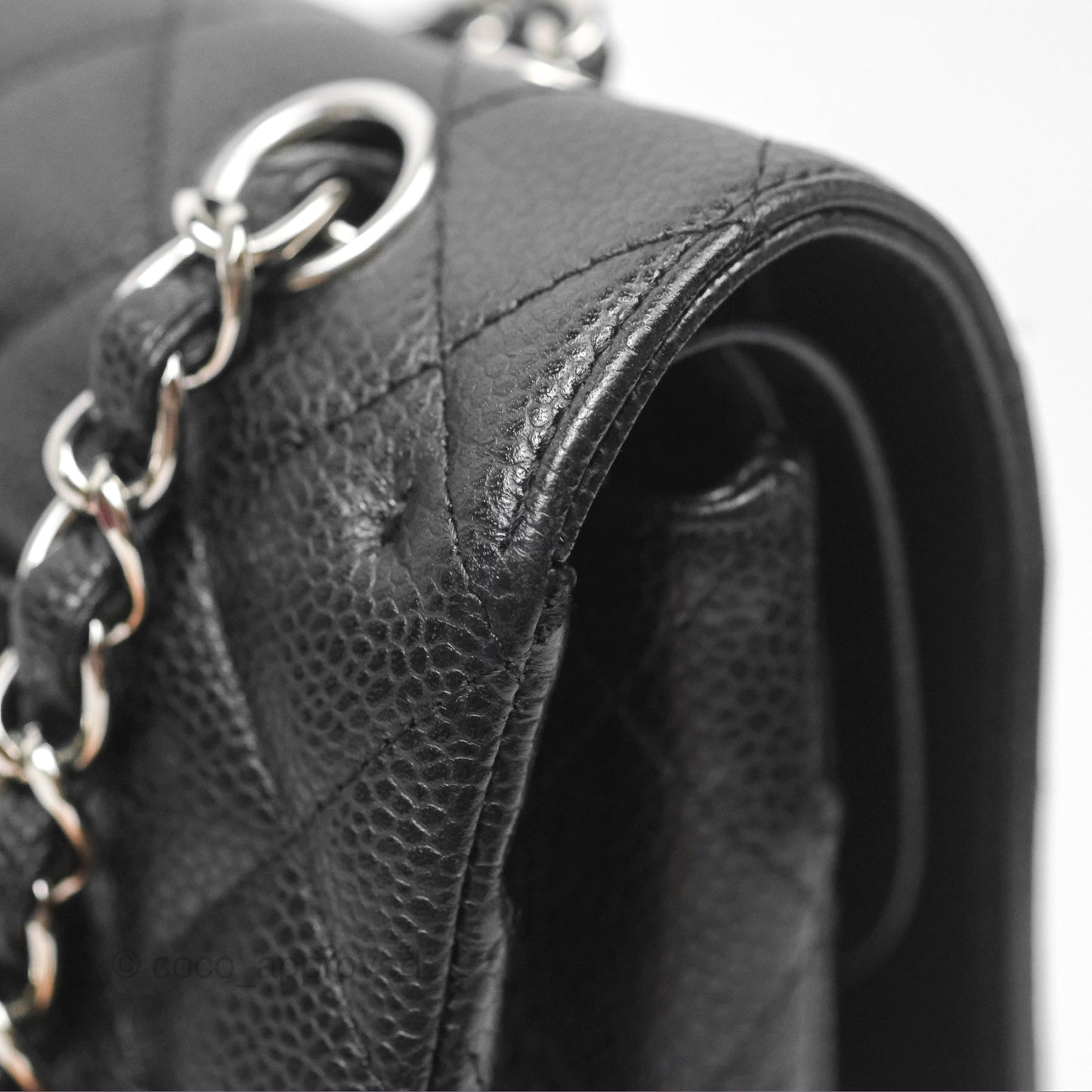 Chanel Classic M/L Medium Flap Quilted Black Caviar Silver Hardware