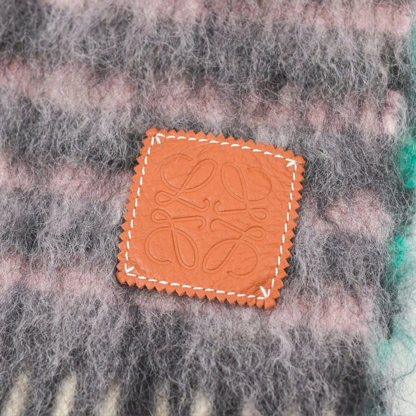 Loewe Mohair Scarf Stripe Pink / Green / Black