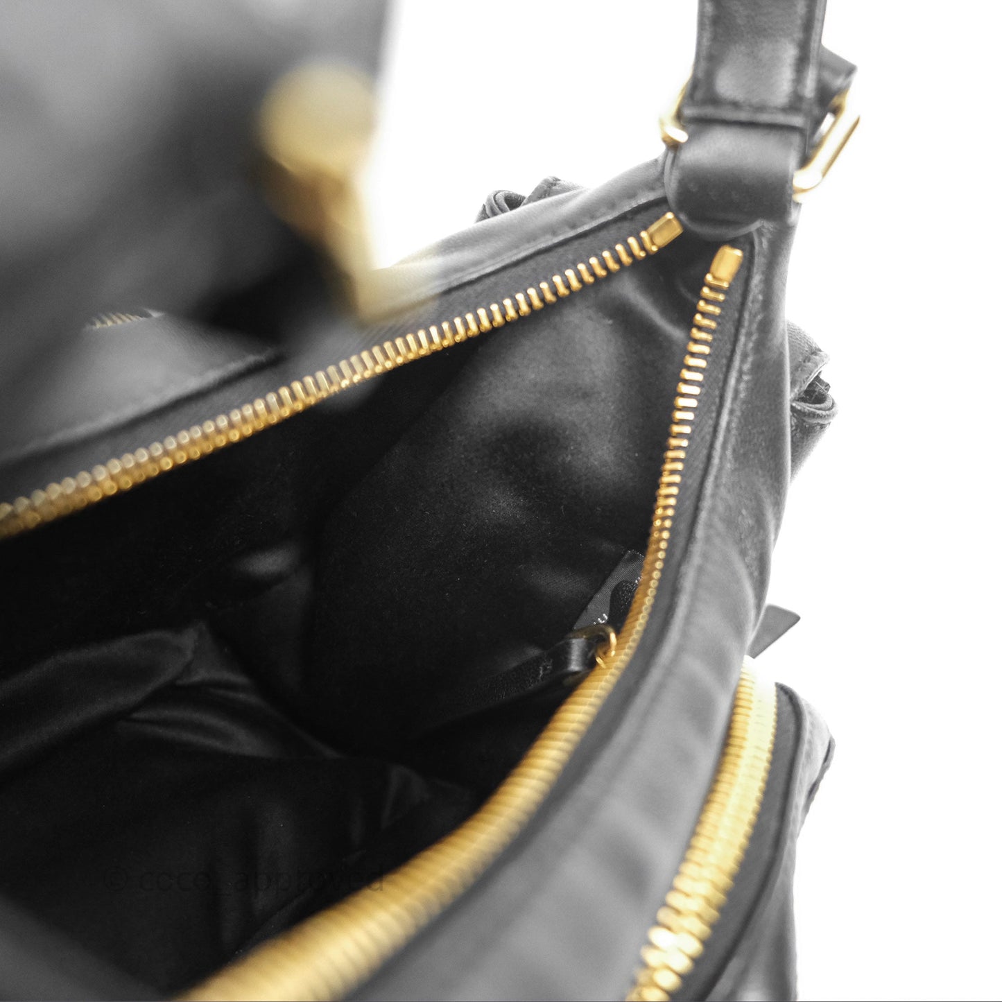 Miu Miu Nappa Leather Pocket Bag Black Lambskin Gold Hardware