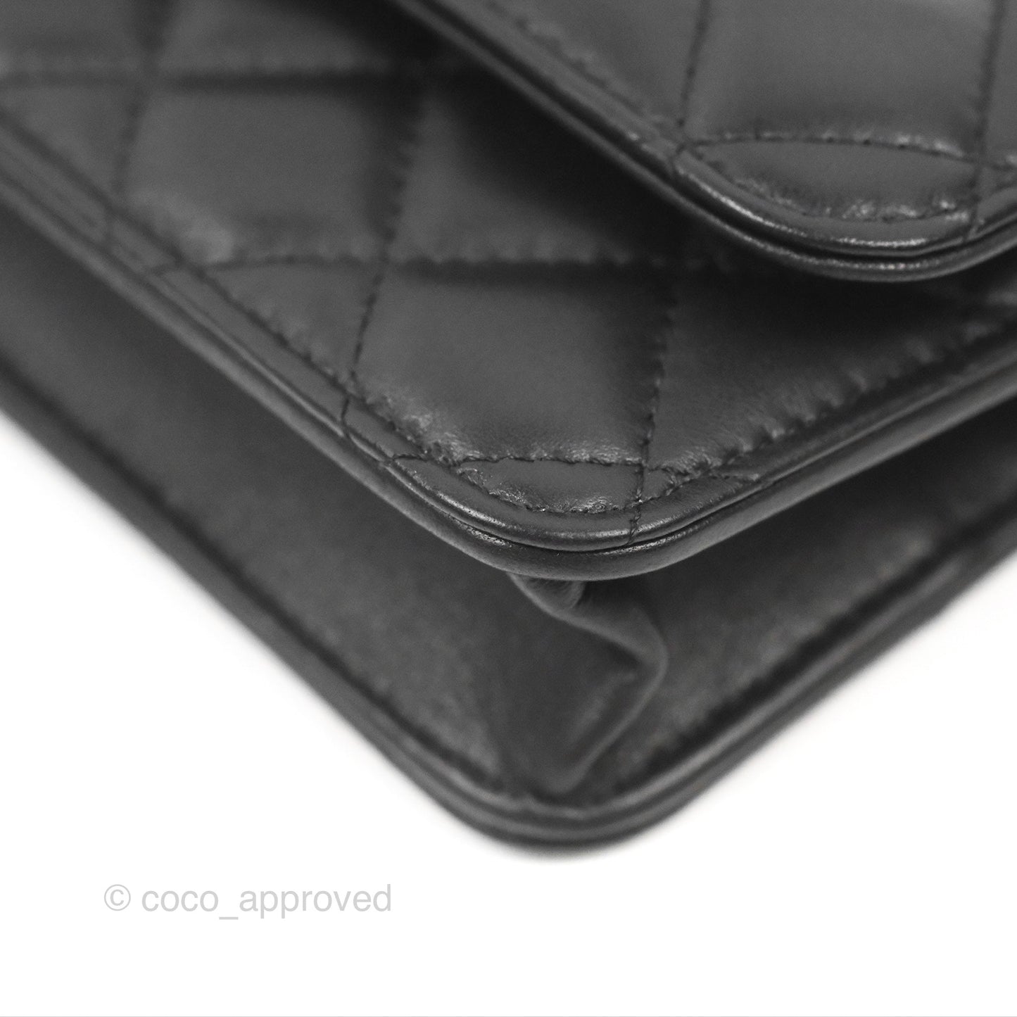 Chanel Mini WOC Phone Holder with Camellia Adjustable Chain Black Lambskin