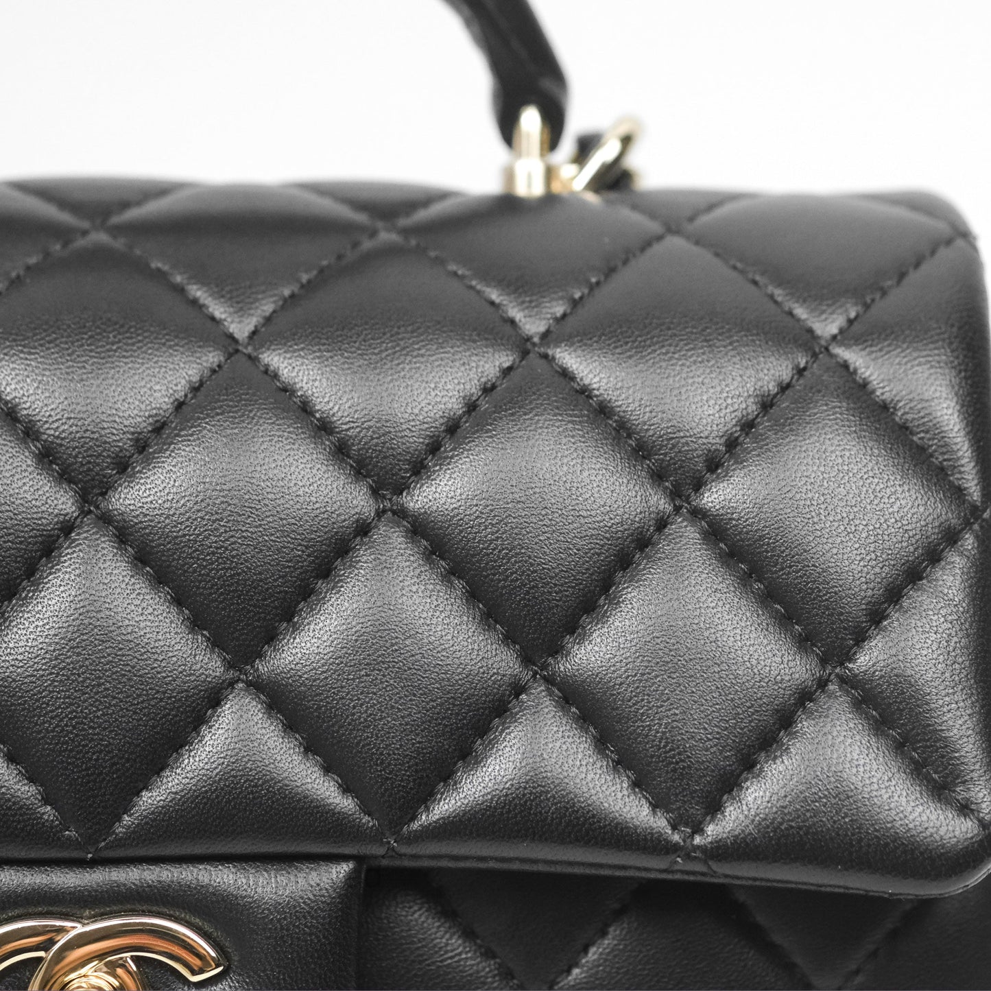 Chanel Top Handle Mini Rectangular Flap Bag Black Lambskin Gold Hardware