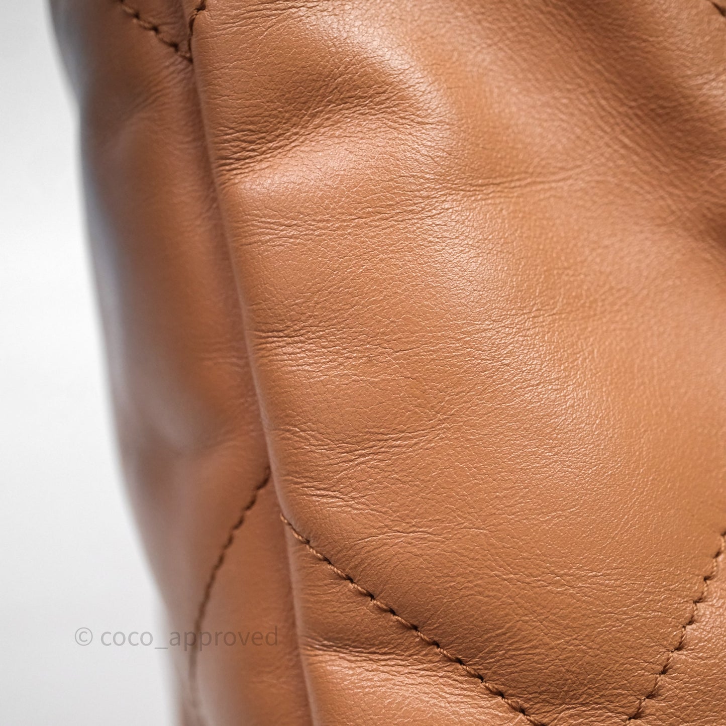 Chanel 22 Small Caramel Beige Shiny Calfskin Aged Gold Hardware