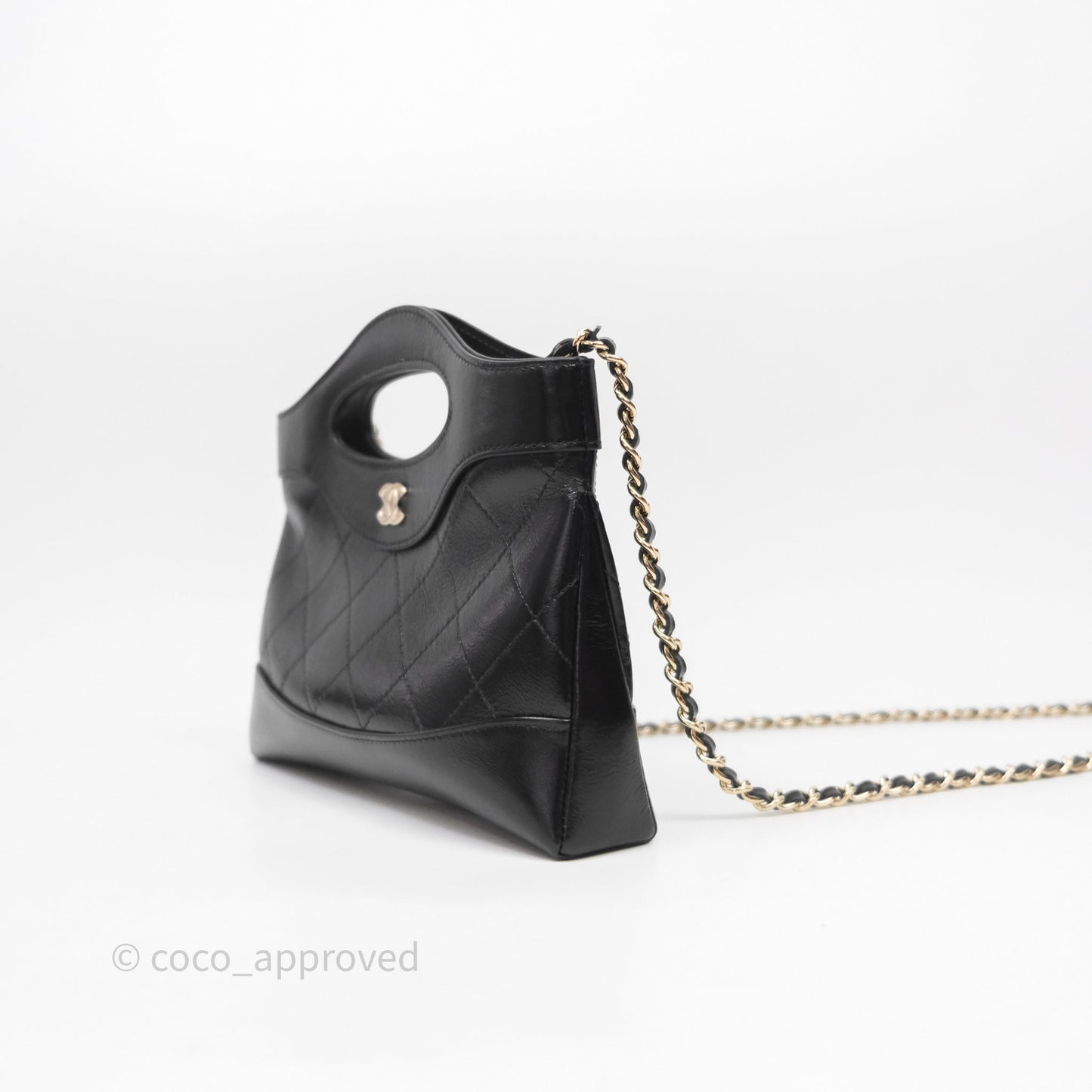 Chanel Nano 31 Black Shiny Calfskin Gold Hardware