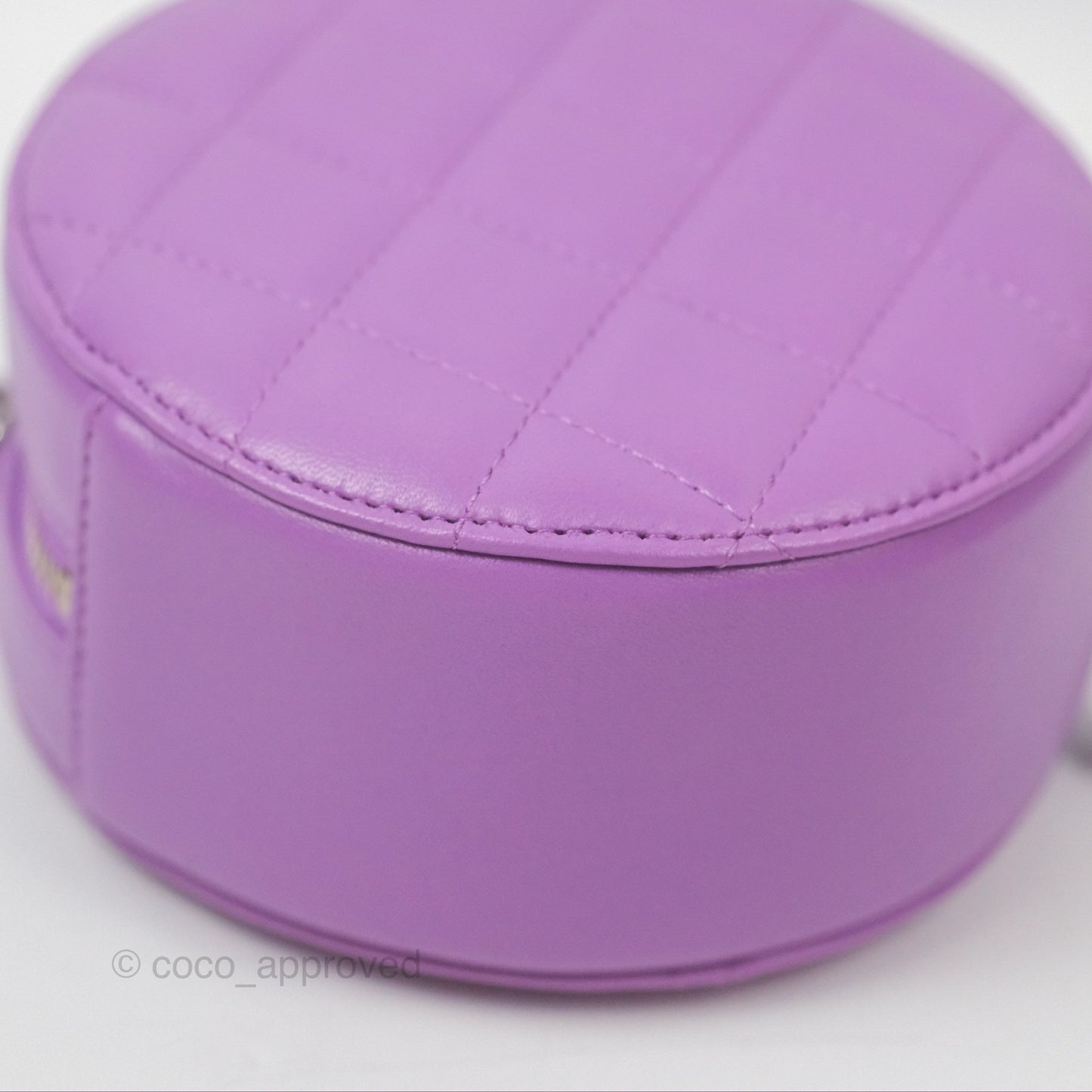 Chanel Round Circle Bag Purple Lambskin Silver Hardware