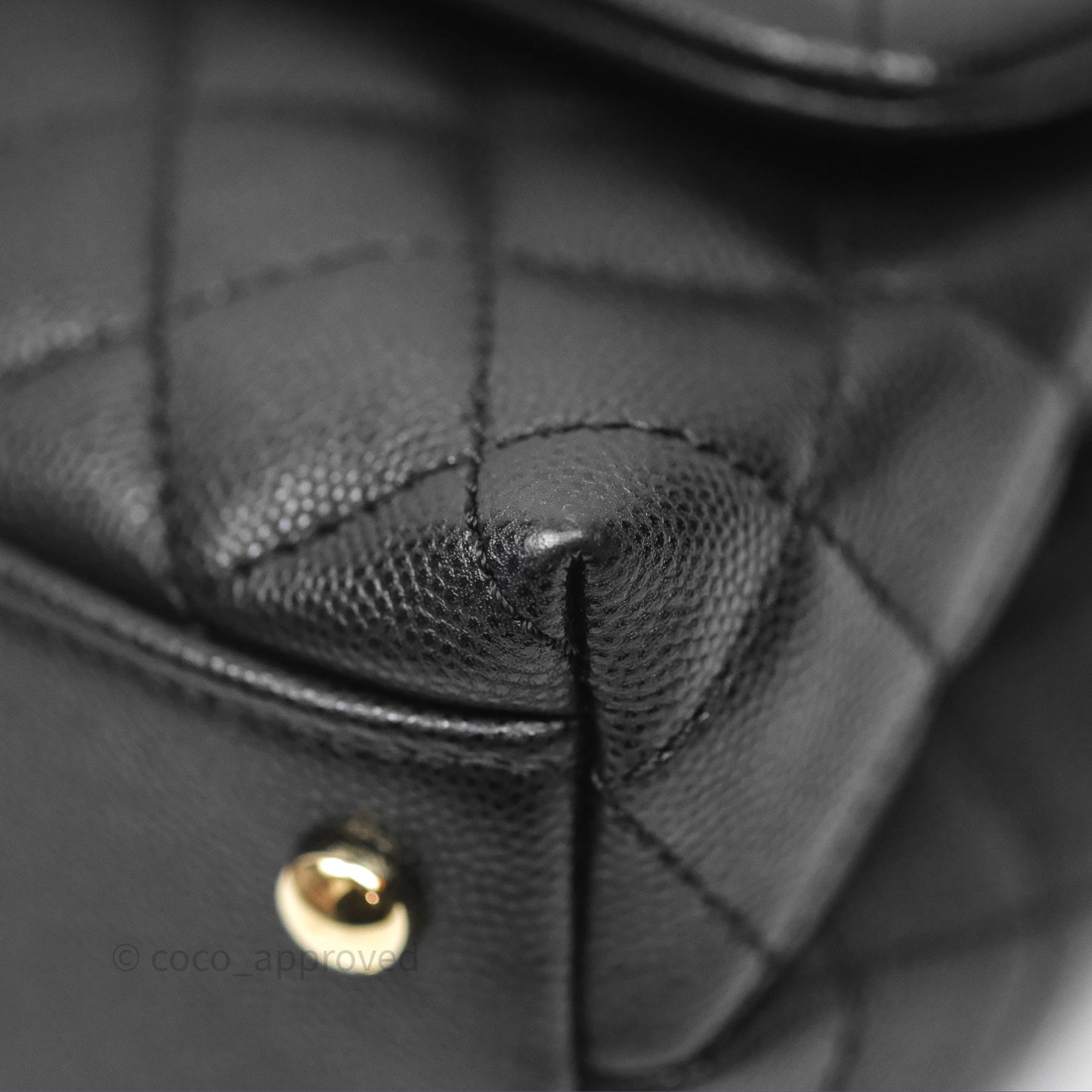 Chanel Small Coco Handle Quilted Black Caviar Gold Hardware