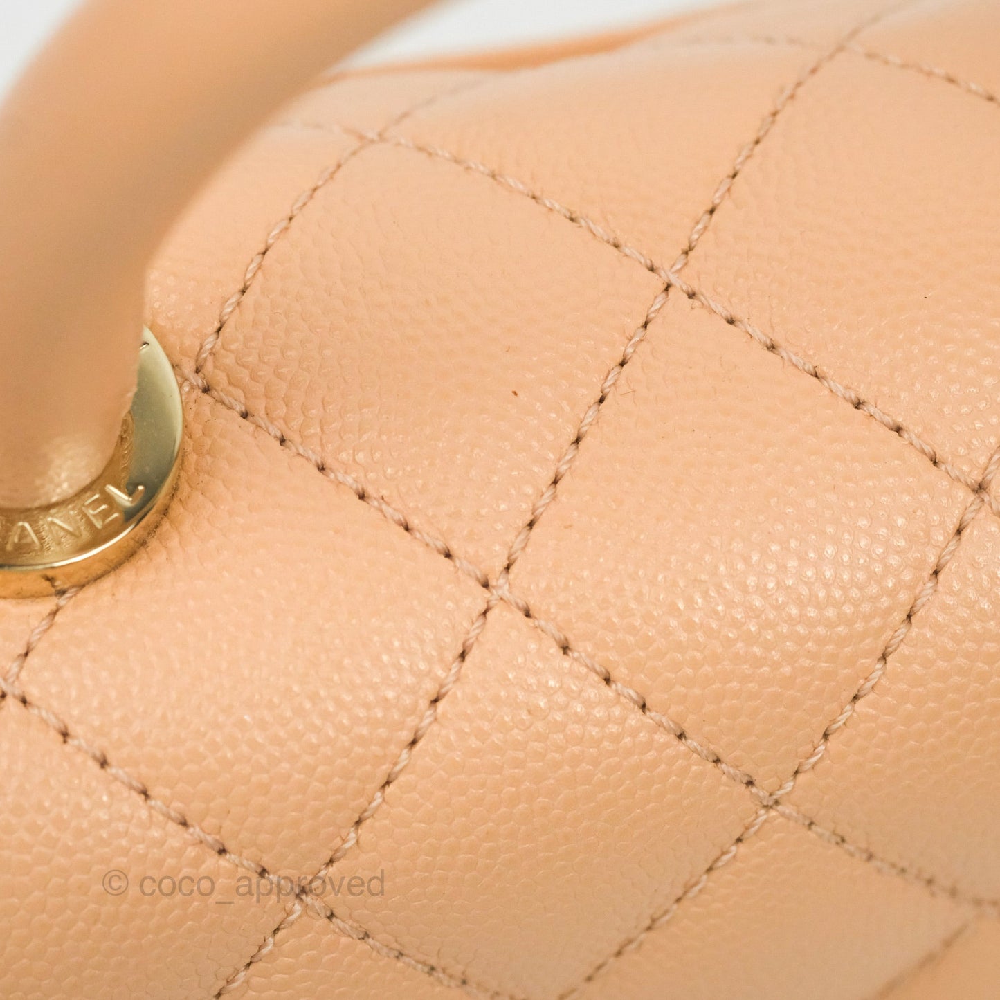 Chanel Mini Coco Handle Quilted Beige Pink Caviar Gold Hardware