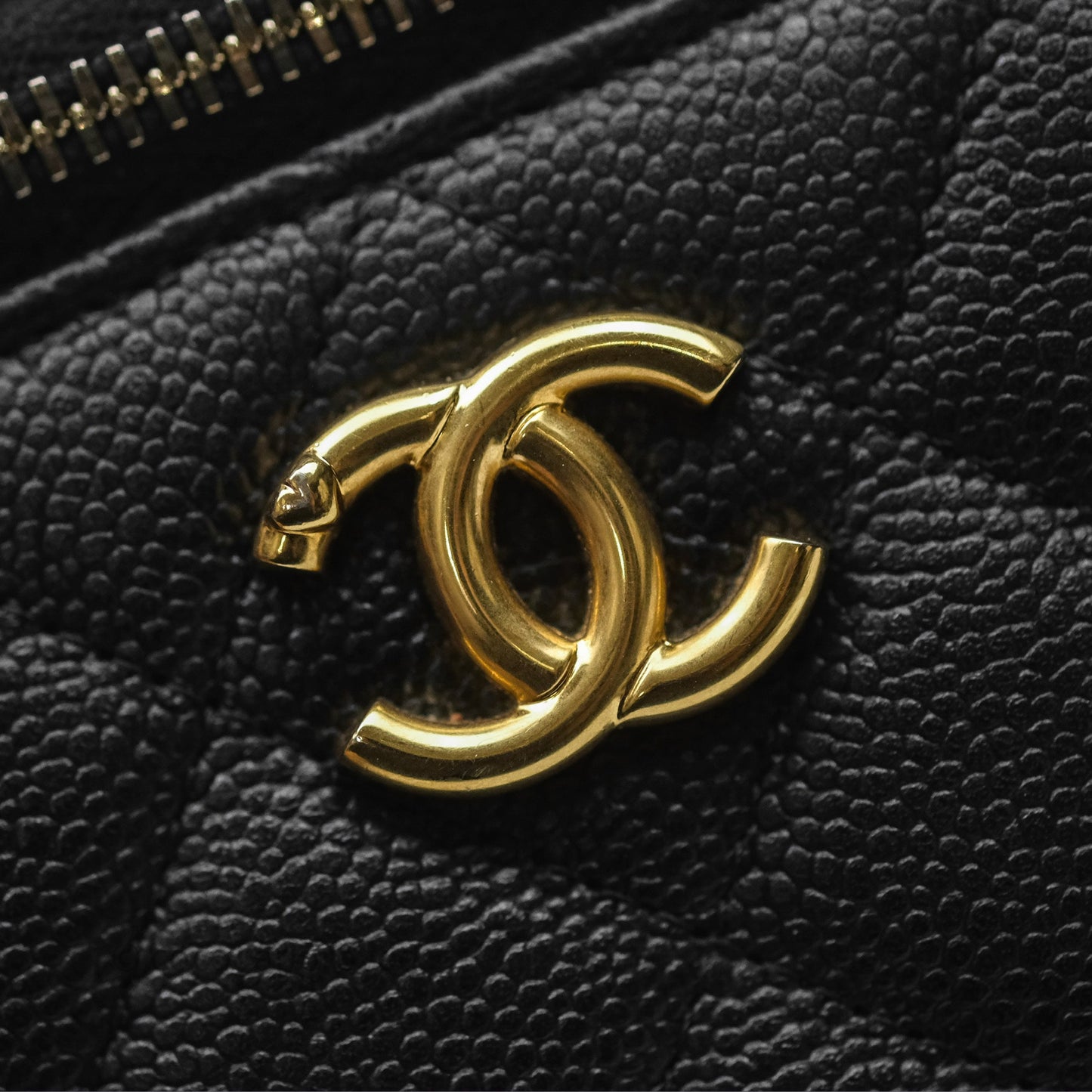 Chanel Vanity with Heart Adjustable Chain Black Caviar Aged Gold Hardware