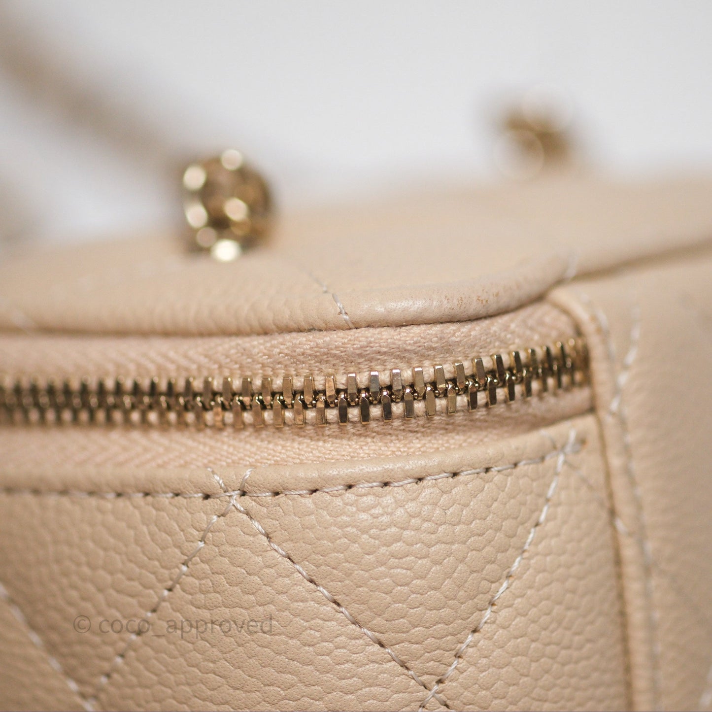 Chanel Mini Vanity With CC Chain Beige Caviar Gold Hardware