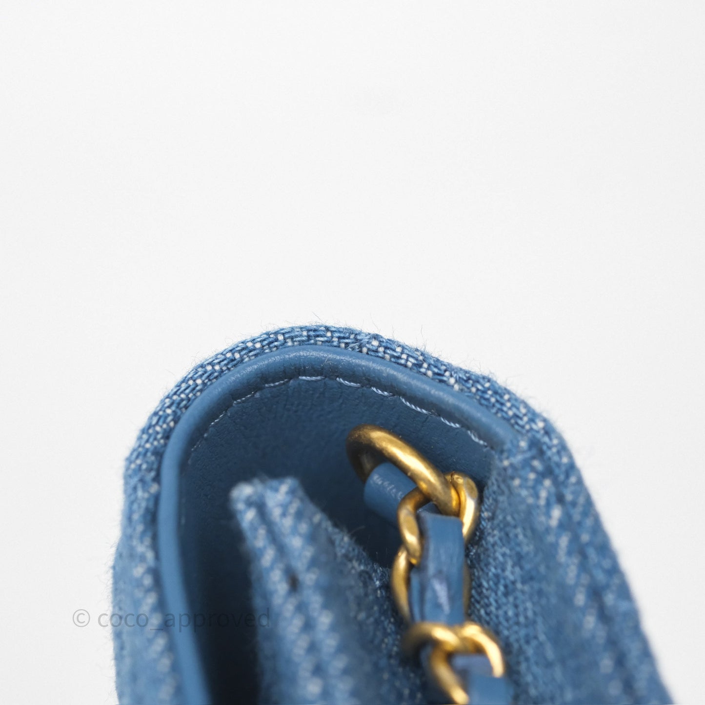 Chanel Mini Pearl Crush Clutch With Chain Belt Bag Denim Aged Gold Hardware