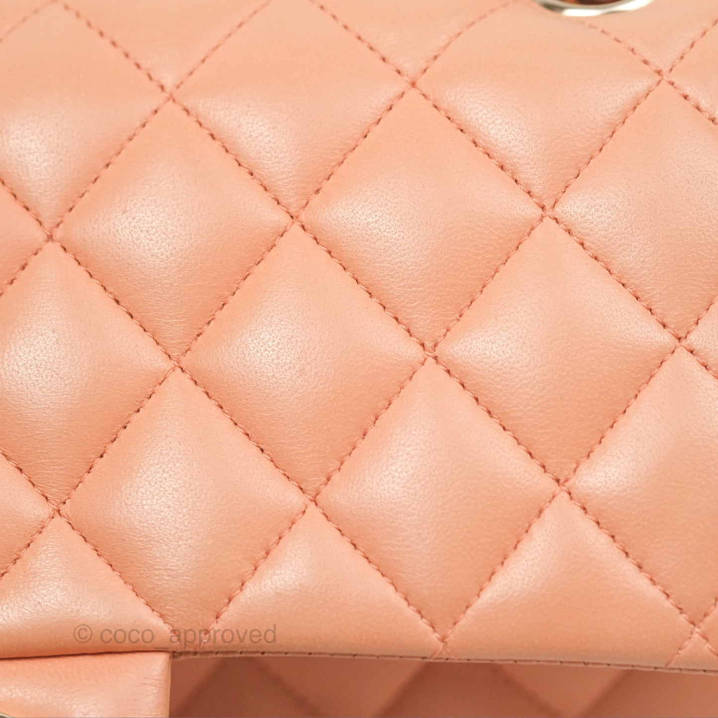 Chanel Classic M/L Medium Flap Quilted Peach Lambskin Gold Hardware