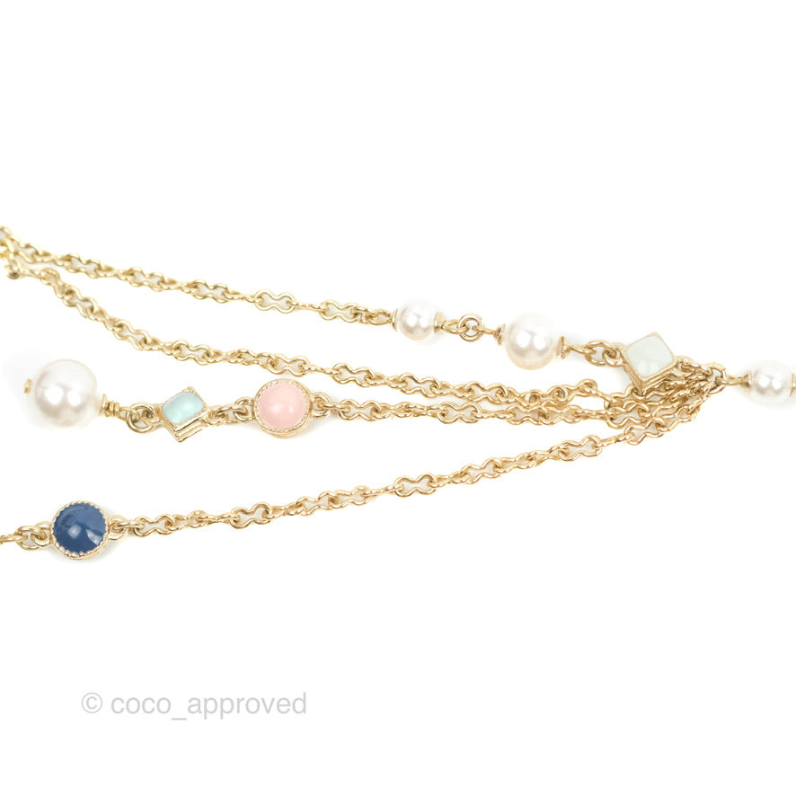 Chanel Logo Pearl Choker Gold Tone 19P