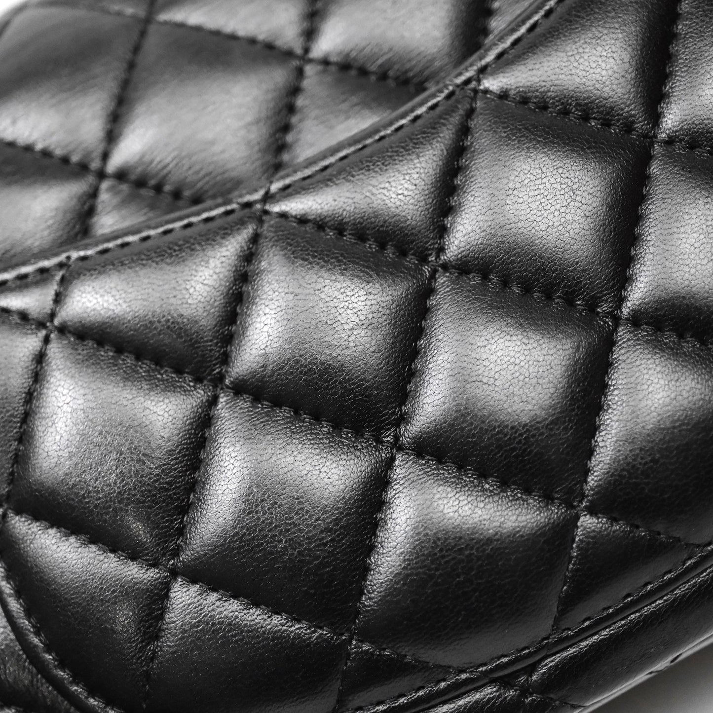 Chanel Mini Square Quilted Black Lambskin Silver Hardware