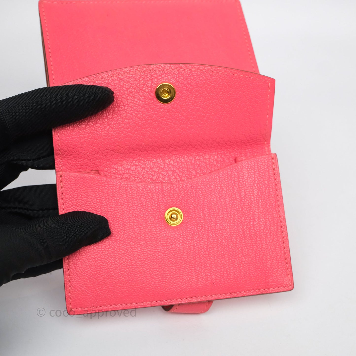 Hermès Bearn Mini Wallet Rose Lipstick U5 Chevre Mysore Gold Hardware