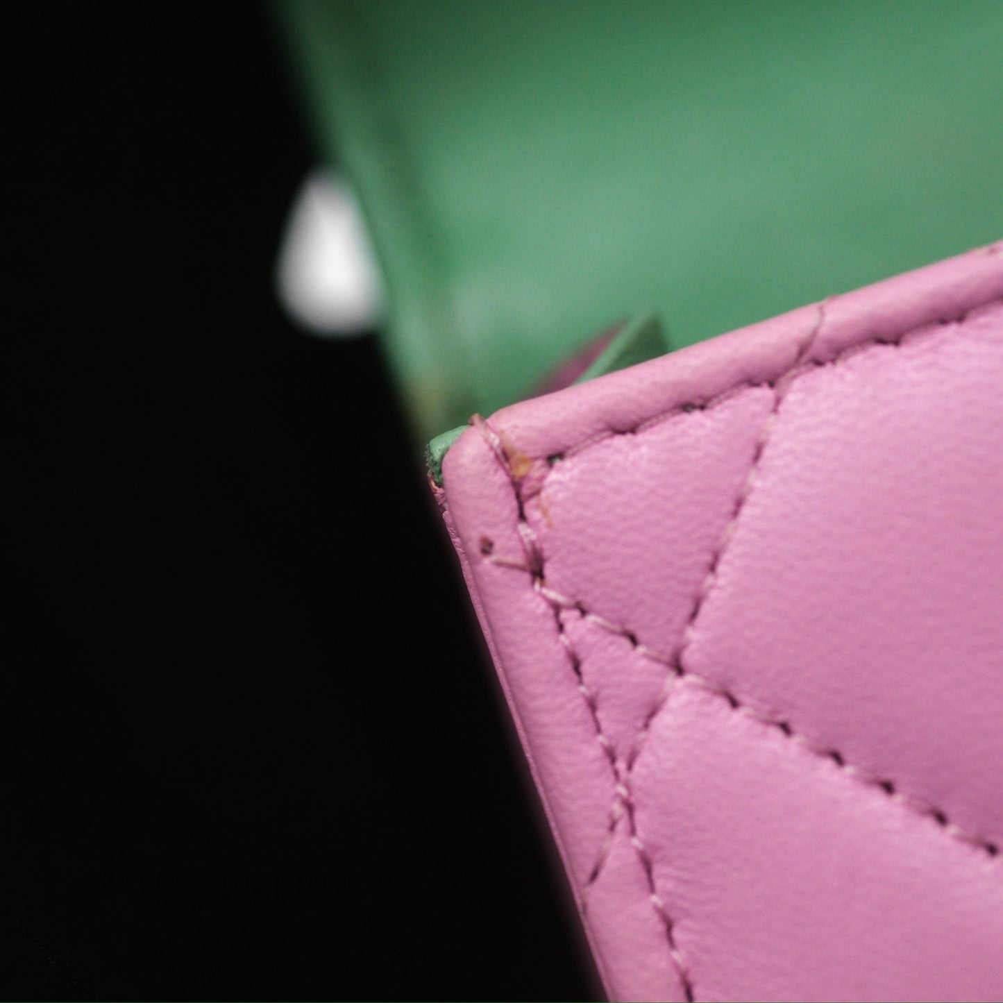Chanel Mini Handle Clutch With Chain Pink/ Mint Lambskin Gold Hardware 23P