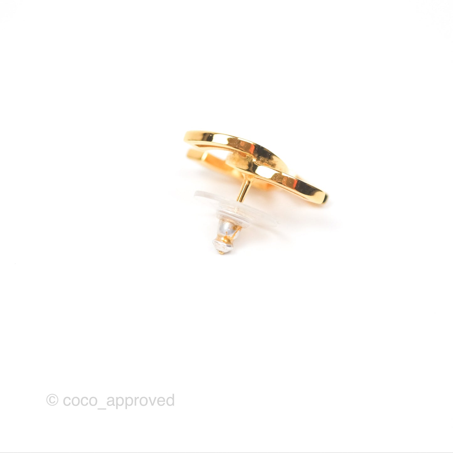 Chanel Hollow CC Earrings Gold Tone 20K