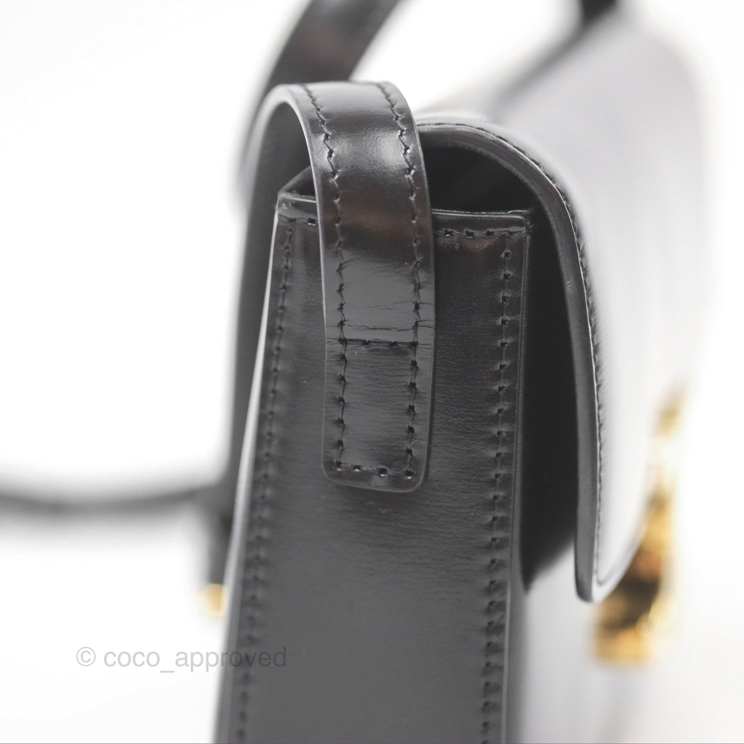 Celine Triomphe Shoulder Bag Black Calfskin