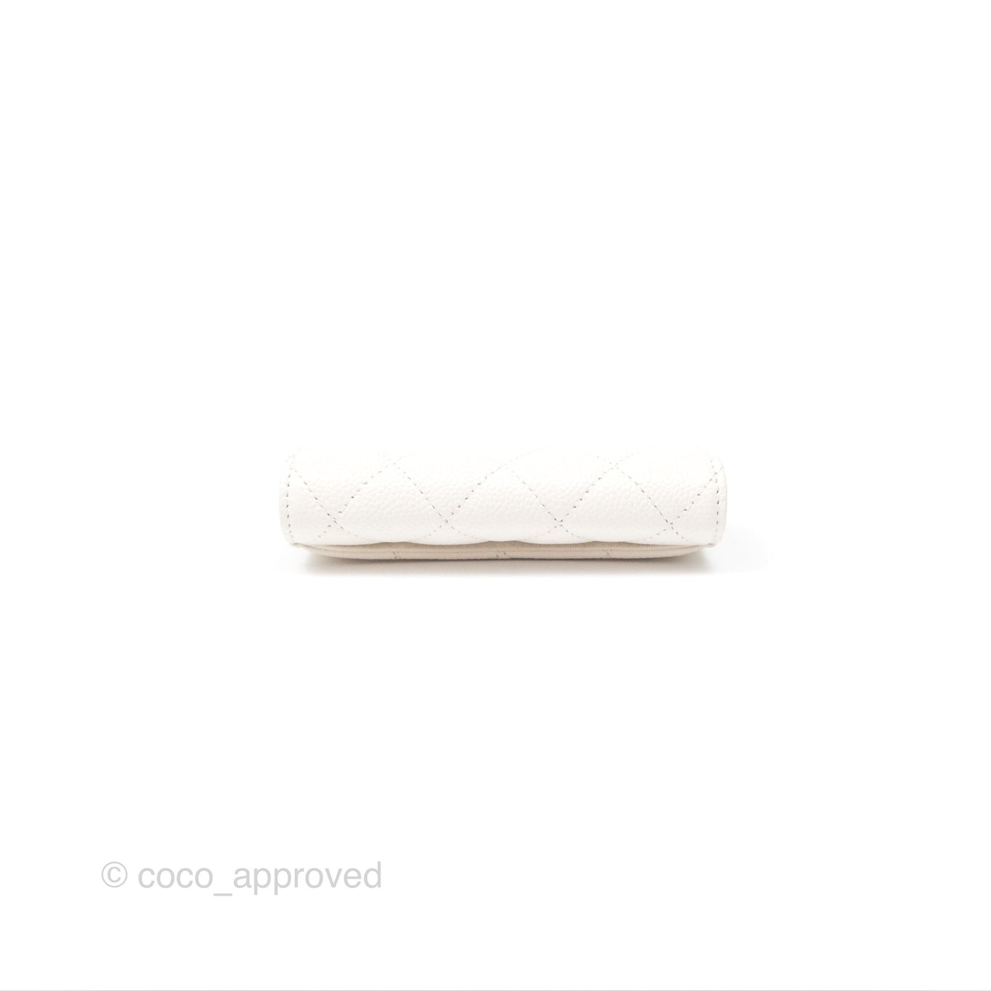 Chanel Quilted Flap Card Holder White Caviar Silver Hardware