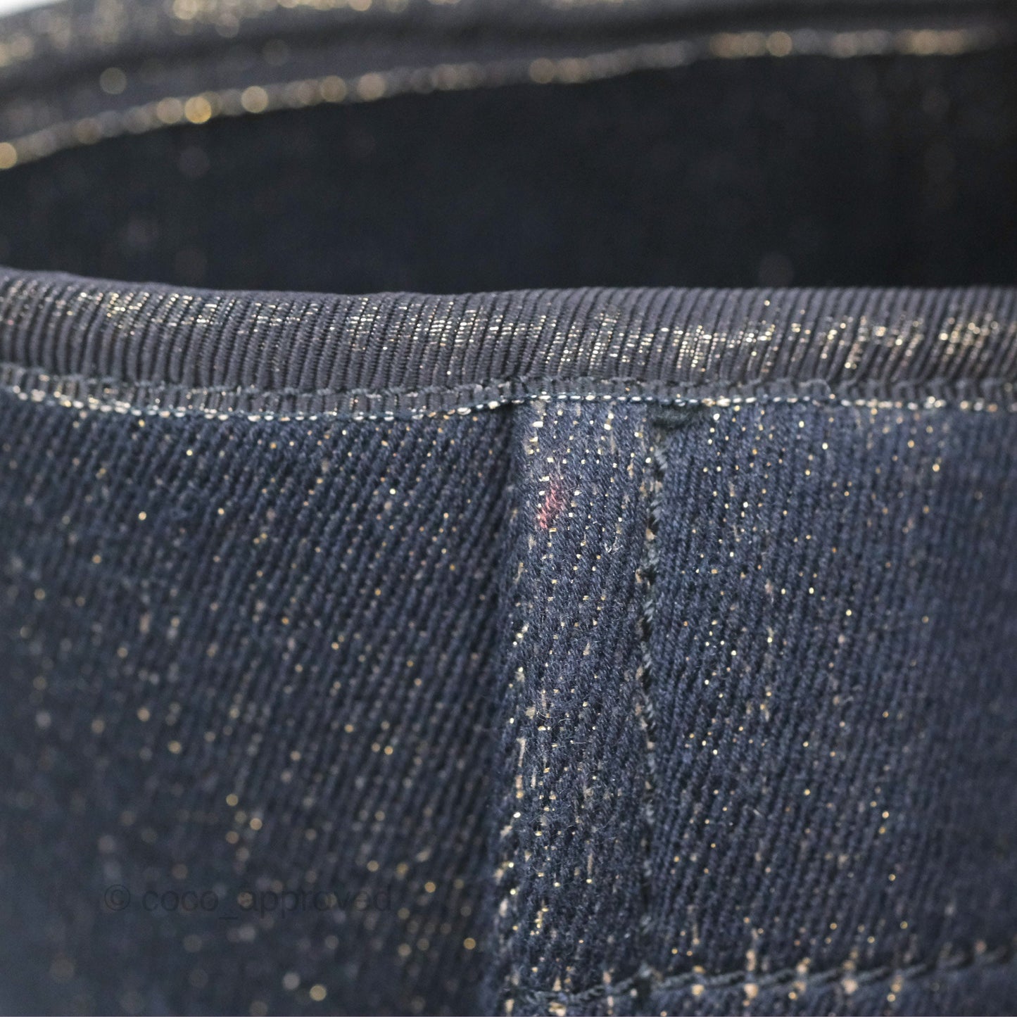 Chanel Large Deauville Navy Glitter Canvas Gold Hardware