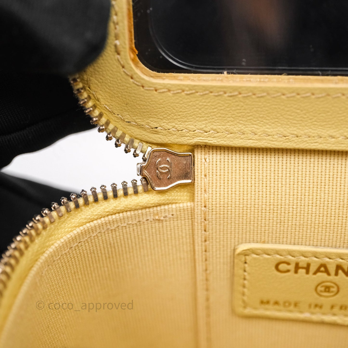 Chanel Mini Top Handle Vanity With Chain Yellow Lambskin Gold Hardware