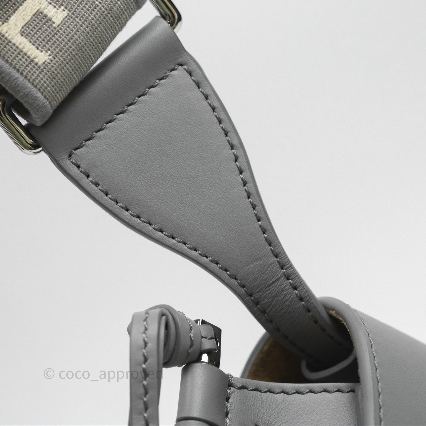 Loewe Mini Gate Dual Bag in Soft Calfskin & Jacquard Strap Light Grey