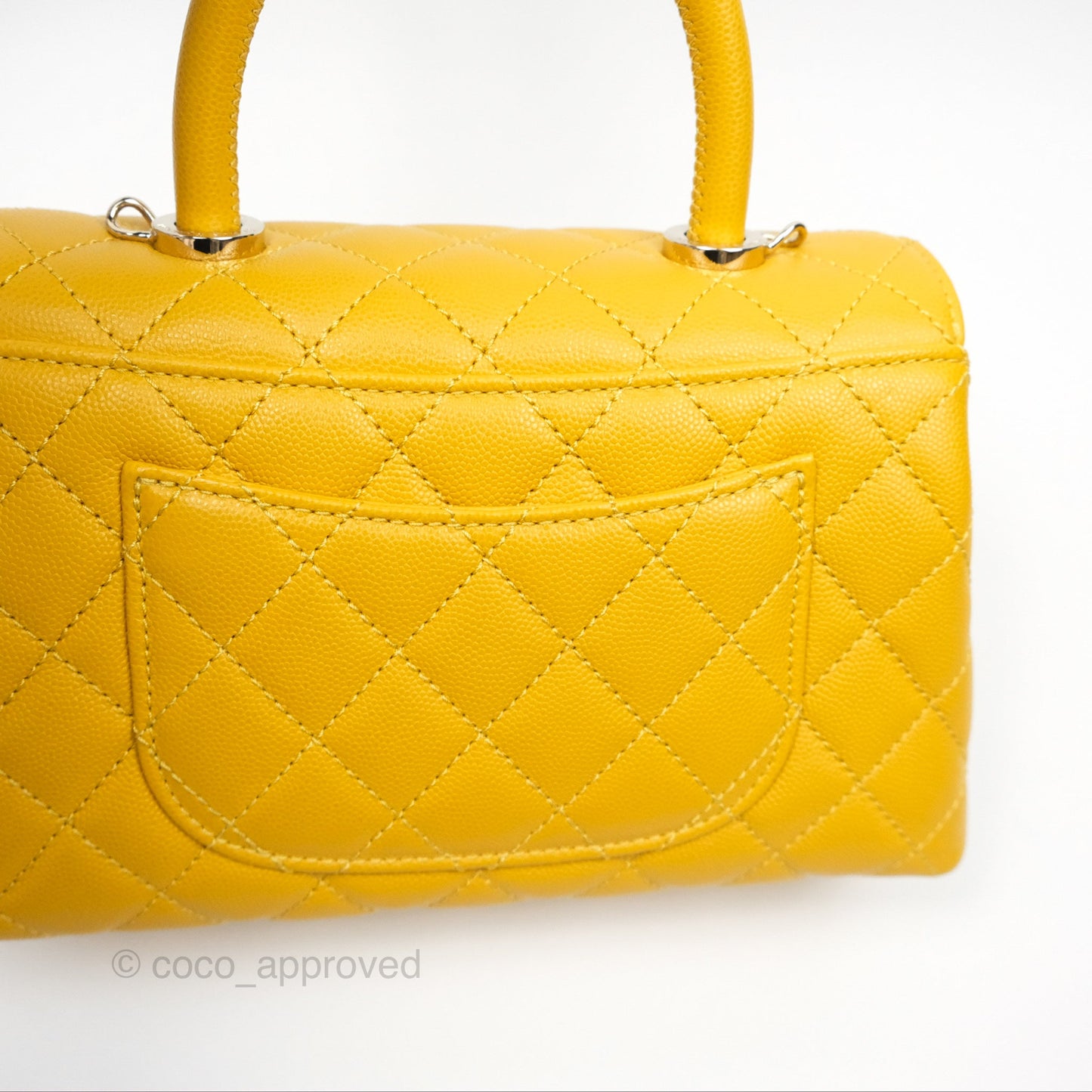 Chanel Small Coco Handle Mustard Yellow Caviar Gold Hardware