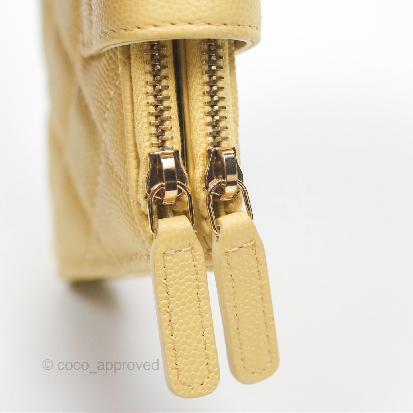 Chanel Classic Double Zip Card Case Yellow Caviar Gold Hardware