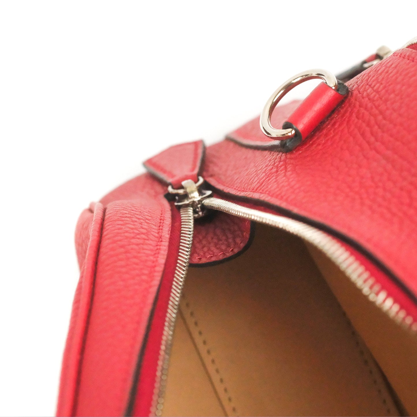 Moynat Swing Bag Red Grained Leather Silver Hardware