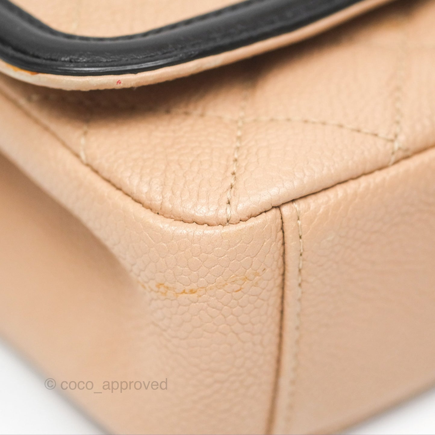Chanel Small CC Filigree Flap Quilted Beige Black Caviar