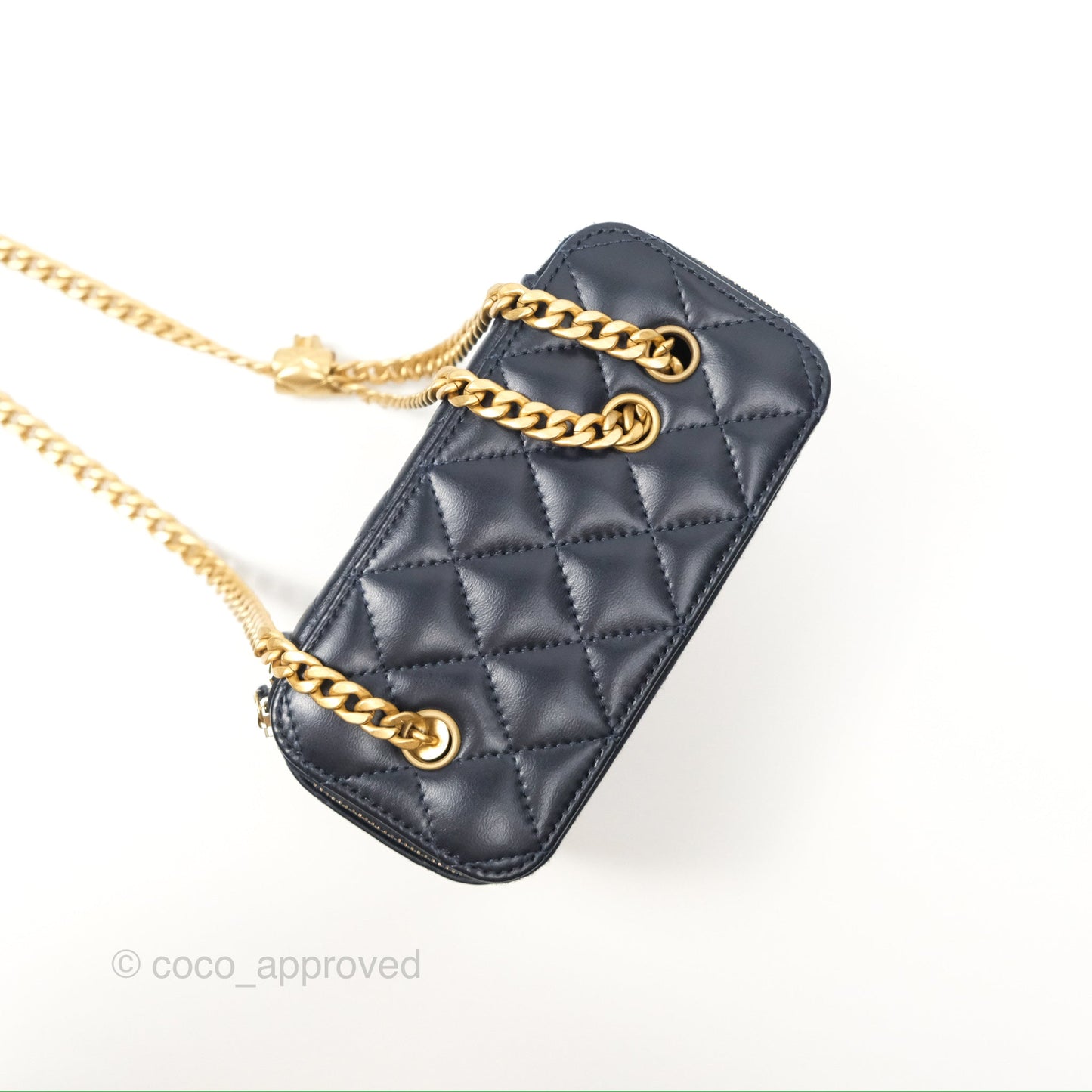 Chanel All Slide Vanity with Adjustable Chain Navy Lambskin Aged Gold Hardware
