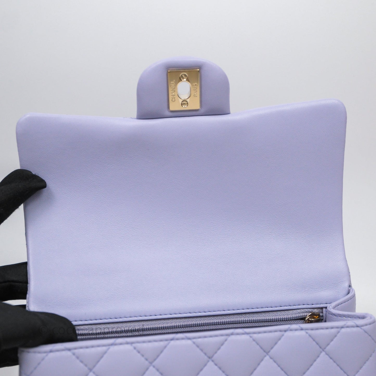 Chanel Top Handle Mini Rectangular Flap Bag Lilac Lambskin Gold Hardware