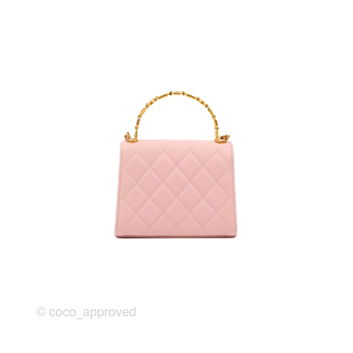 Chanel Enamel Top Handle Clutch with Chain Pink Lambskin Aged Gold Hardware 22B