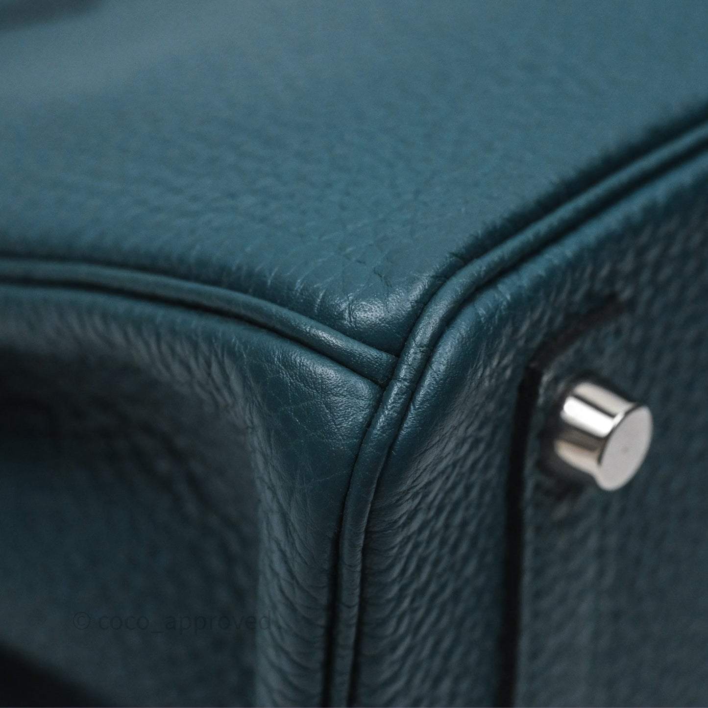 Hermès Birkin 25 Retourne Vert Bosphore W0 / Bleu Océan Z7 Togo Palladium Hardware