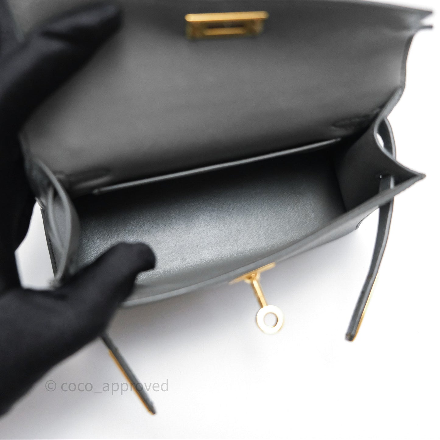 Hermès Mini Kelly II Vert Amande 63 Epsom Gold Hardware